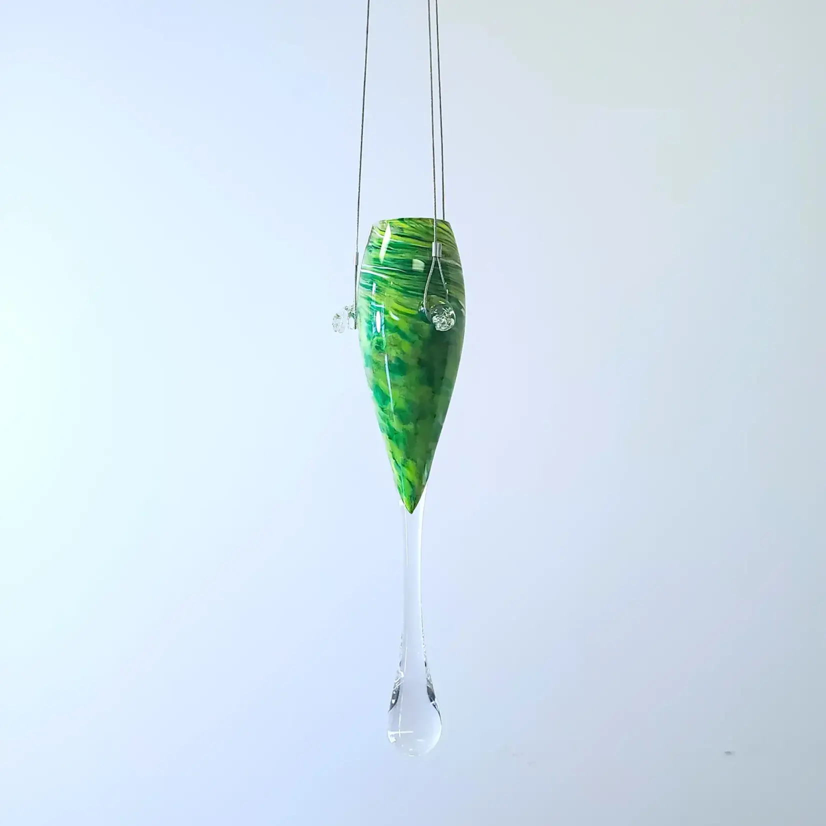 Vase, Art Glass Green Suspended 18 in
