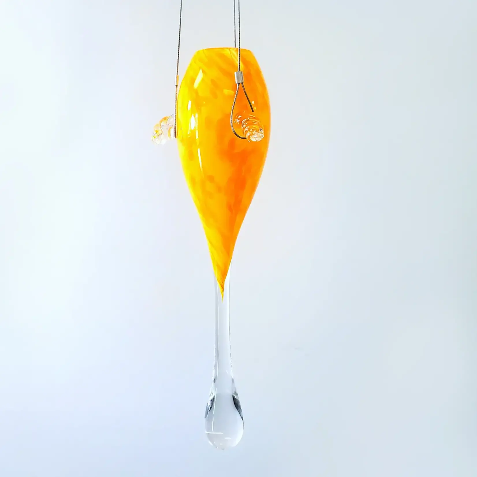 Vase, Art Glass Yellow Suspended 18 in