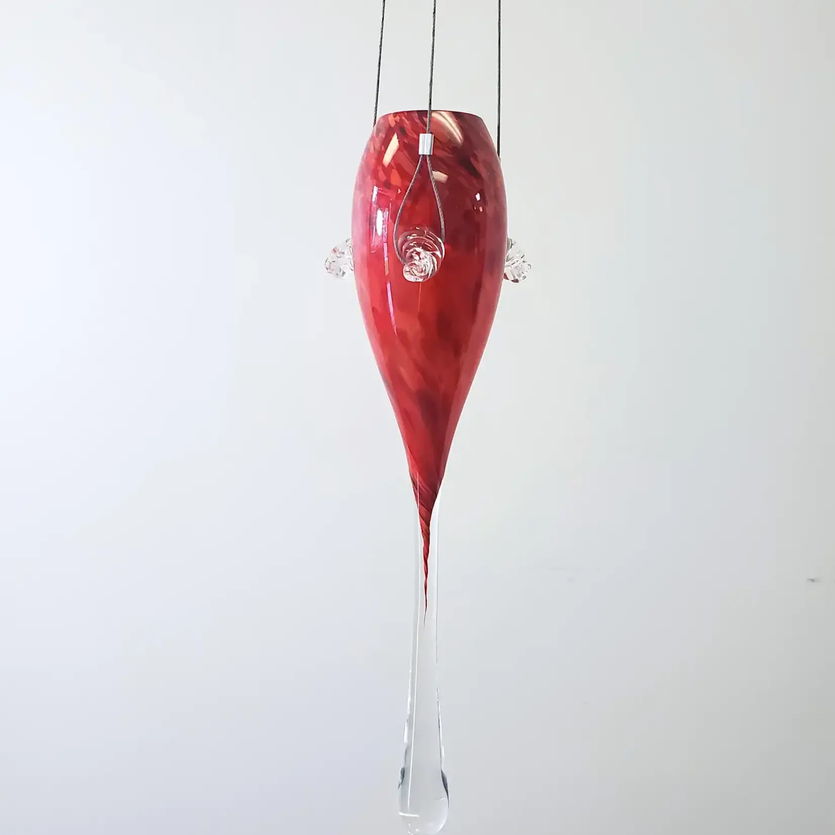 Vase, Art Glass Red Suspended 18 in