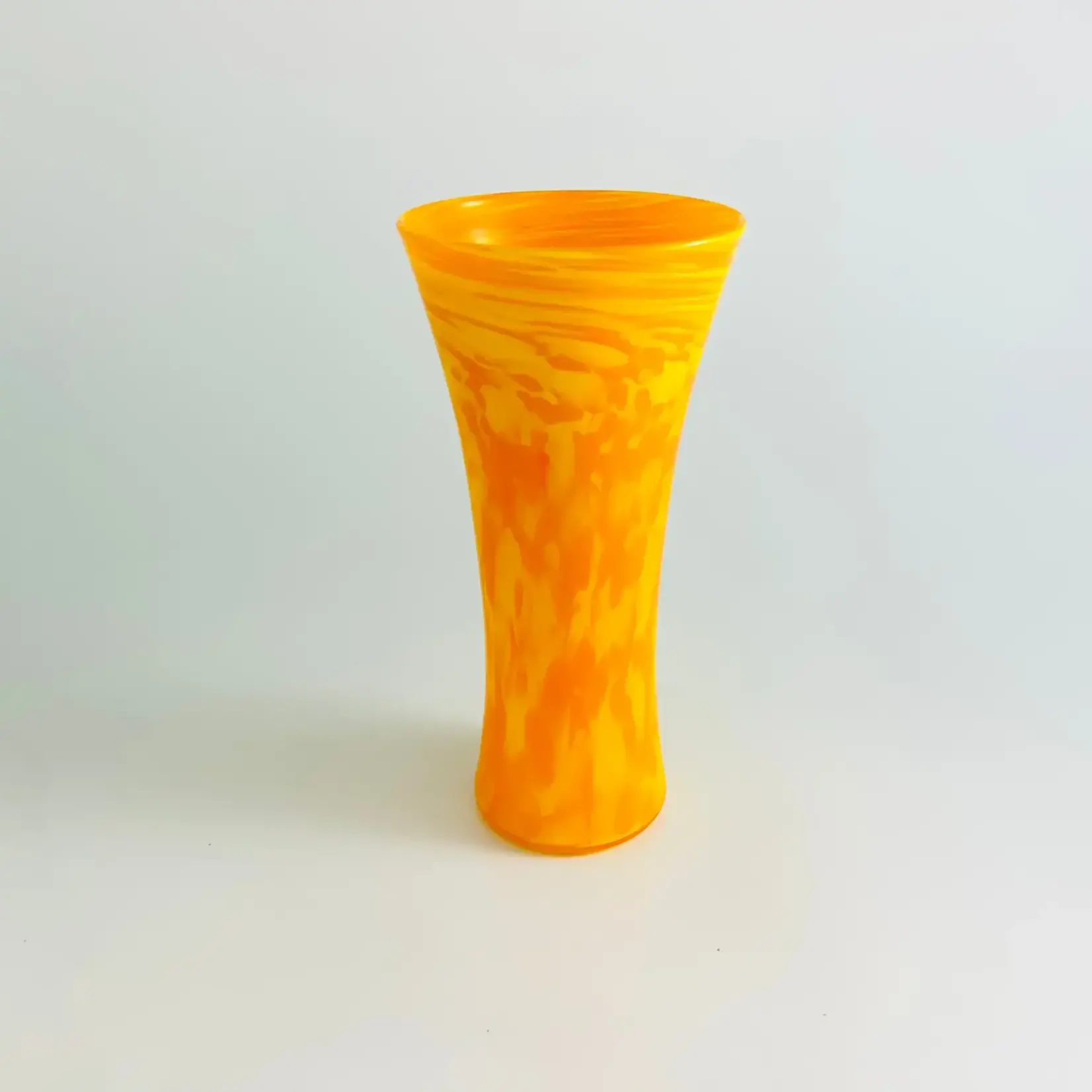 Vase, Art Glass Yellow Conical 11 in