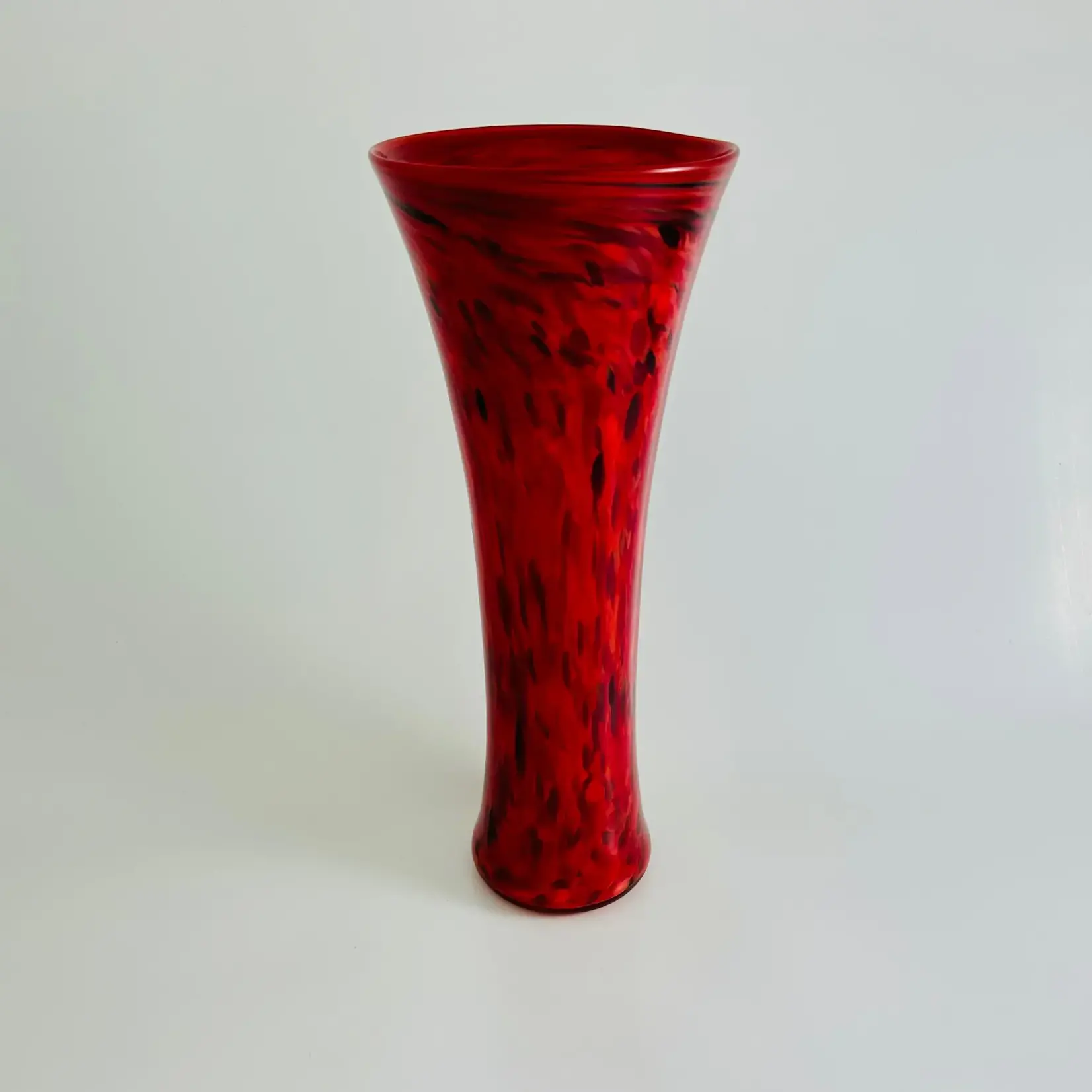 Vase, Art Glass Red Conical 11 in