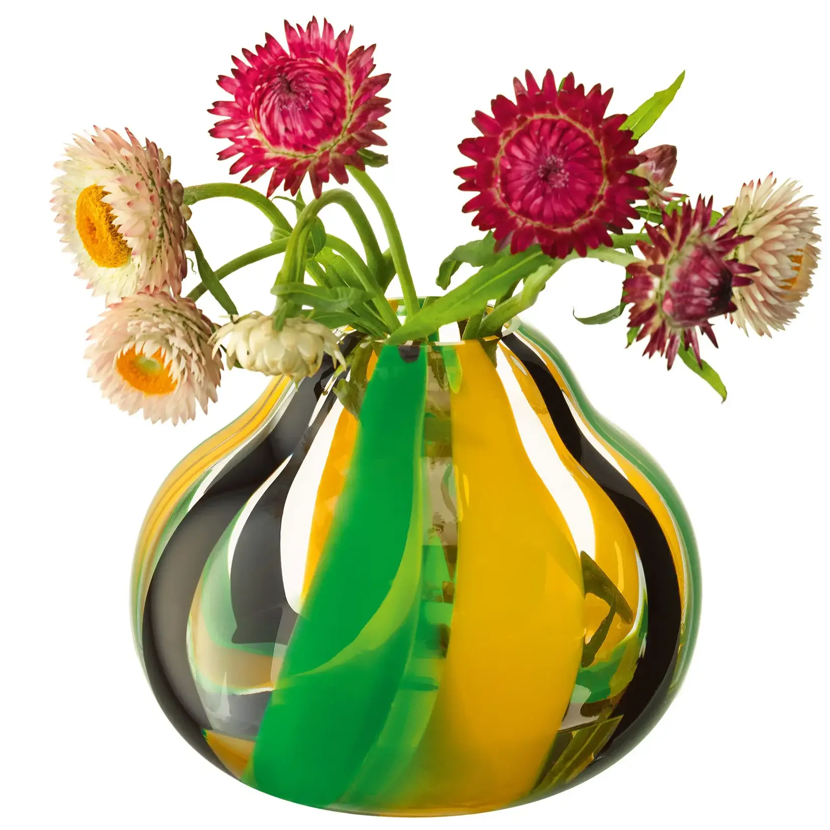 Vase, Folk Green/Yellow 4.5 in