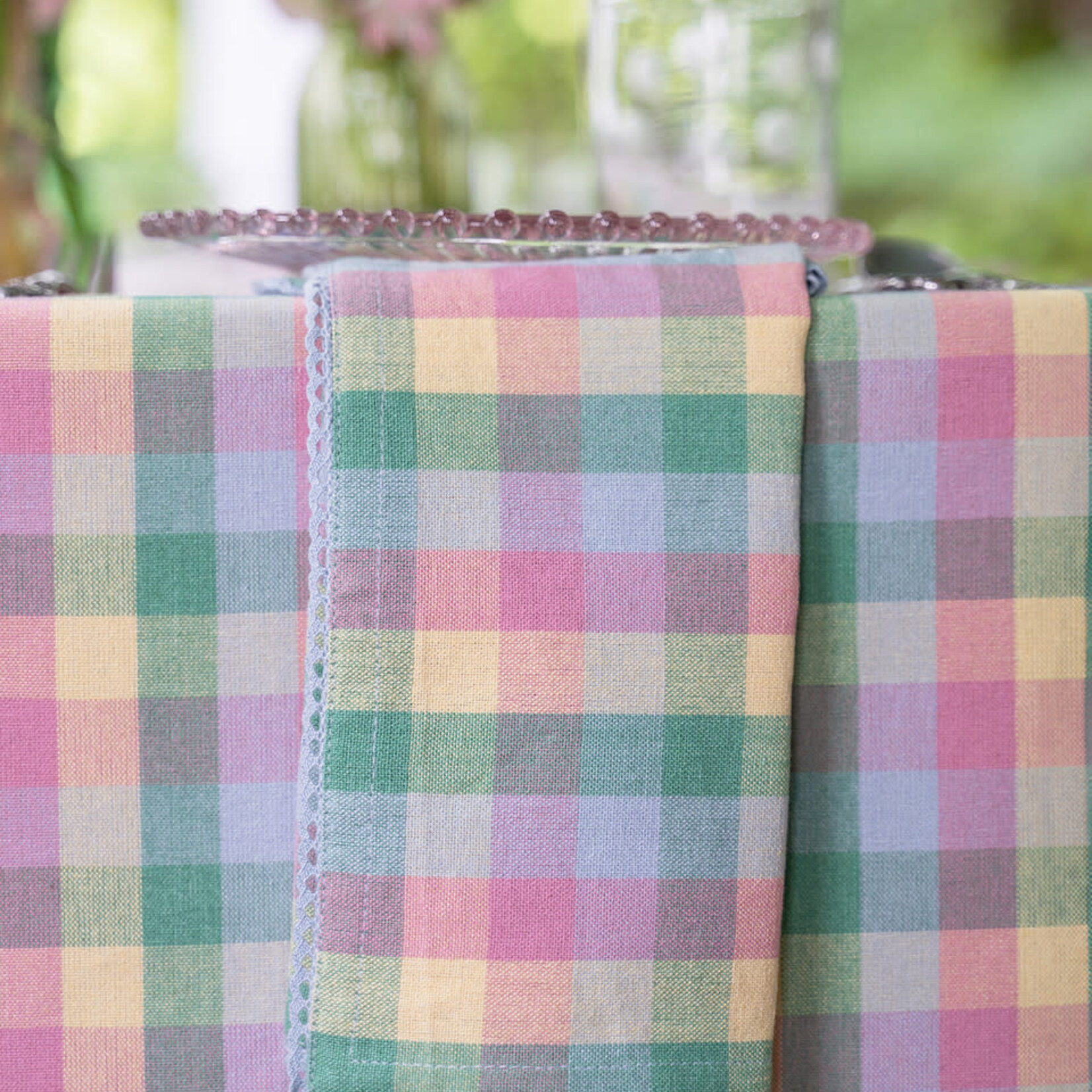 Napkins, Spring Garden Plaid Pastel 18 in, set/4