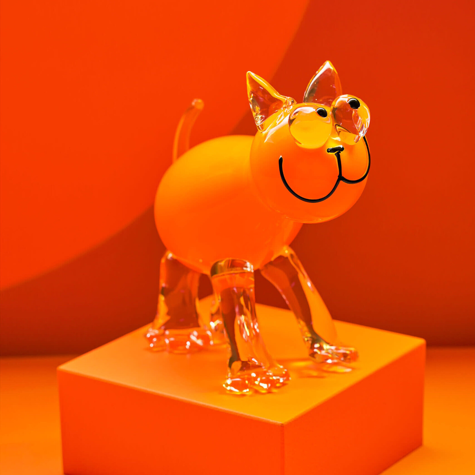 Cat, Art Glass Orange