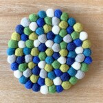 Trivet, Felt Ball Multi Blue