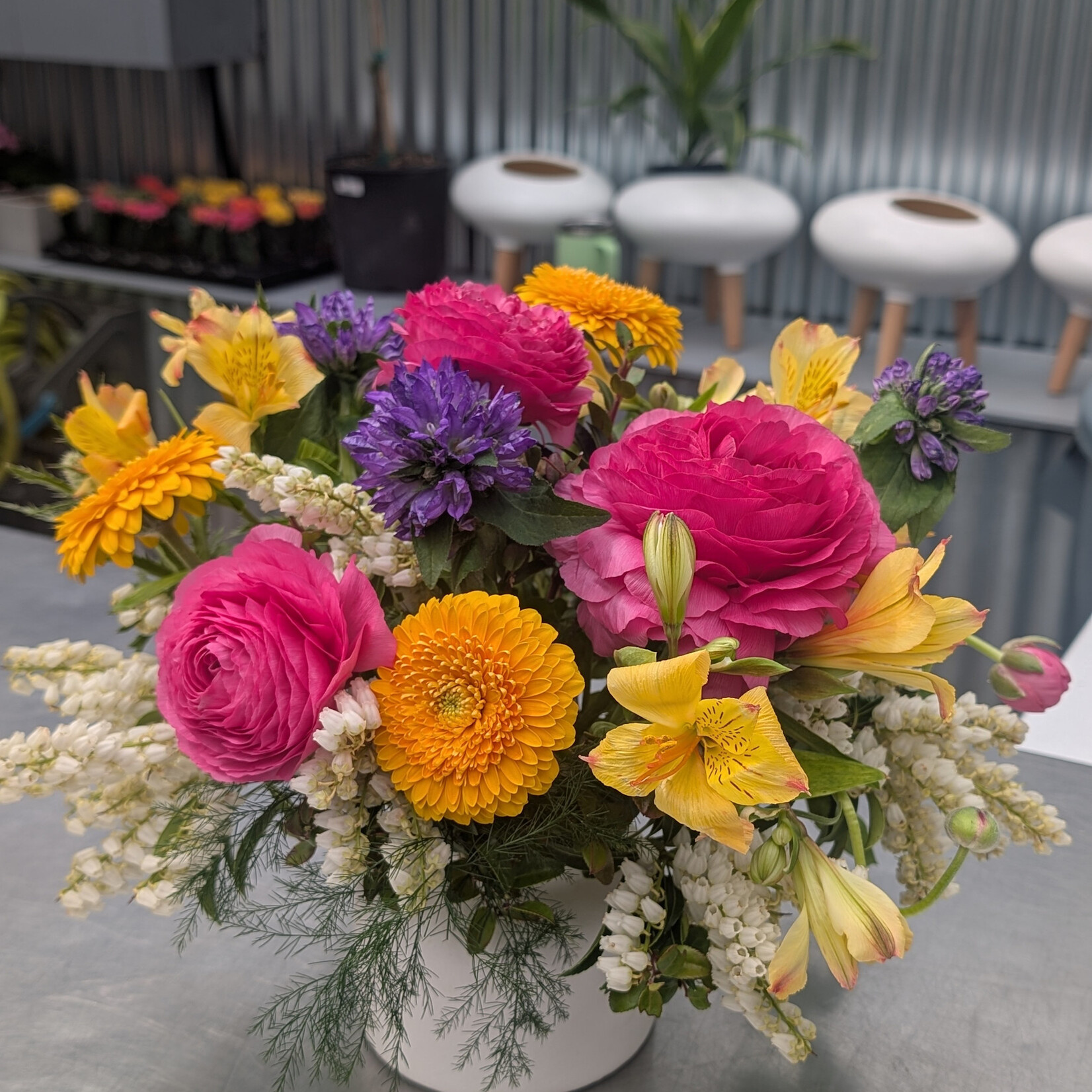 Bright and Happy Seasonal Floral Arrangement