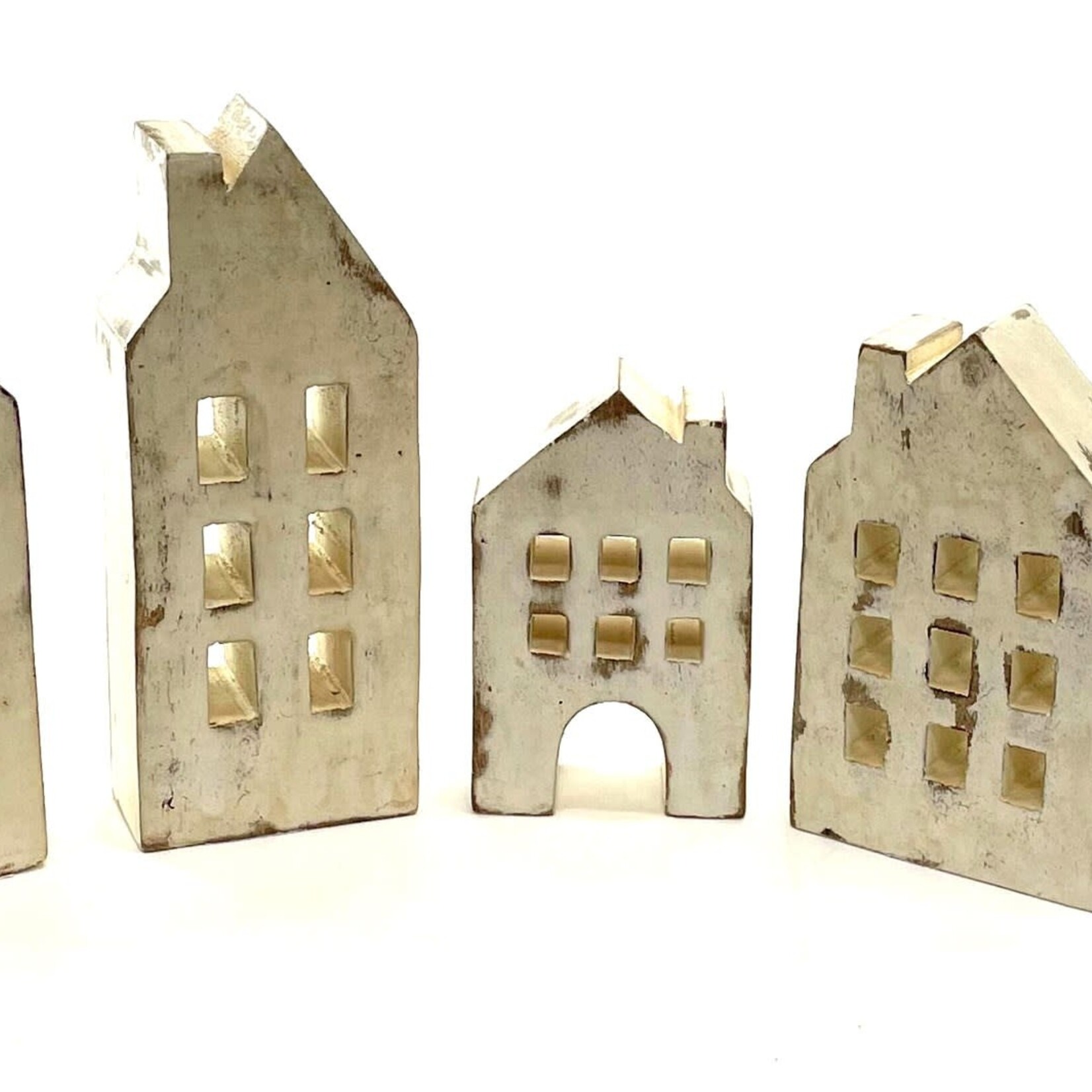 Ornament, House White Mango Wood Lg