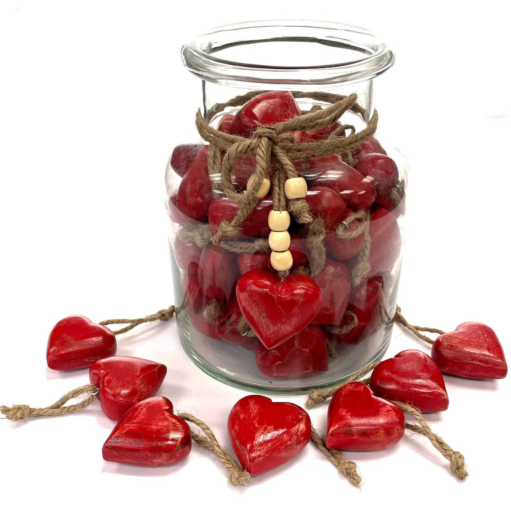 Ornament, Red Heart Mango Wood 2 in