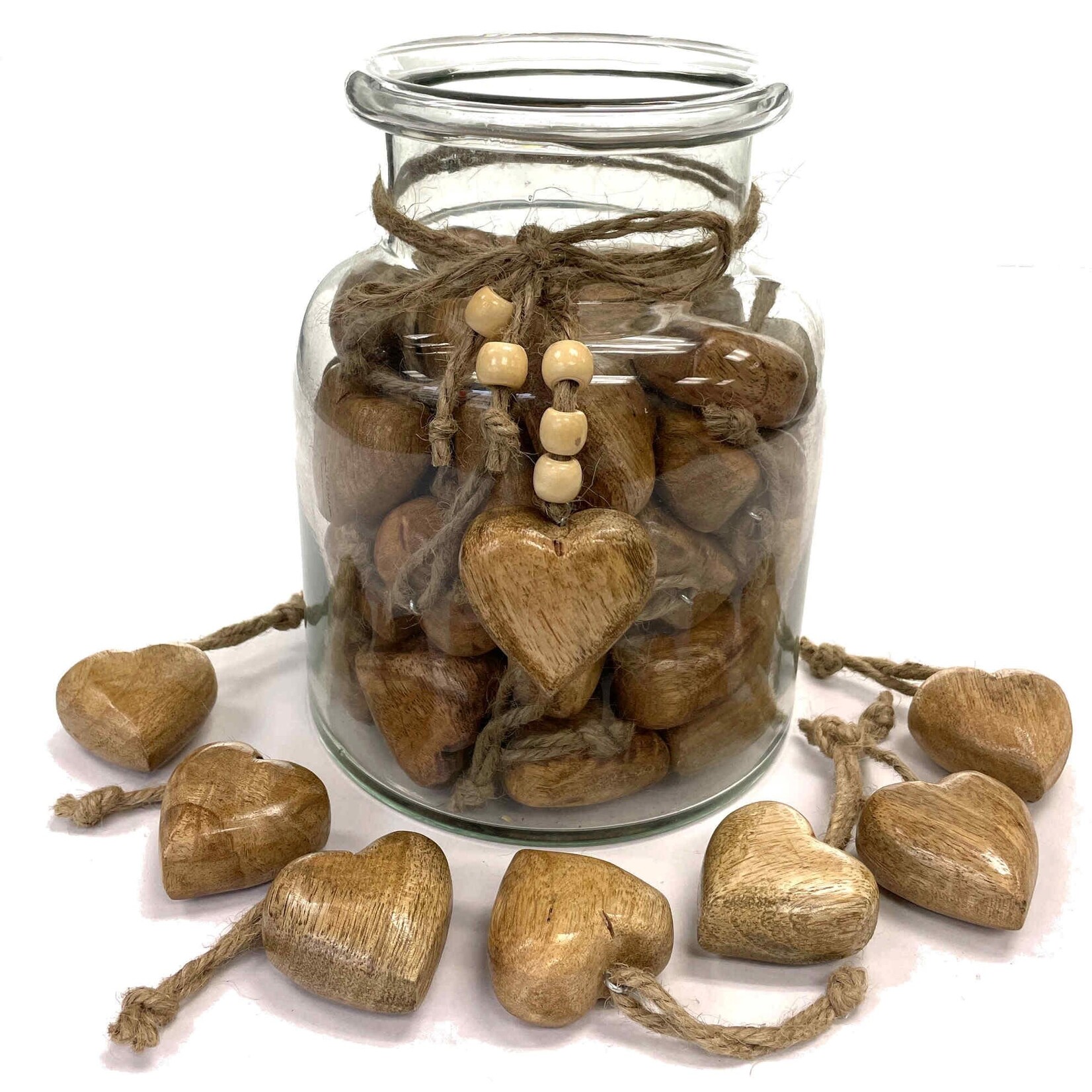 Ornament, Natural Heart Mango Wood 2 in