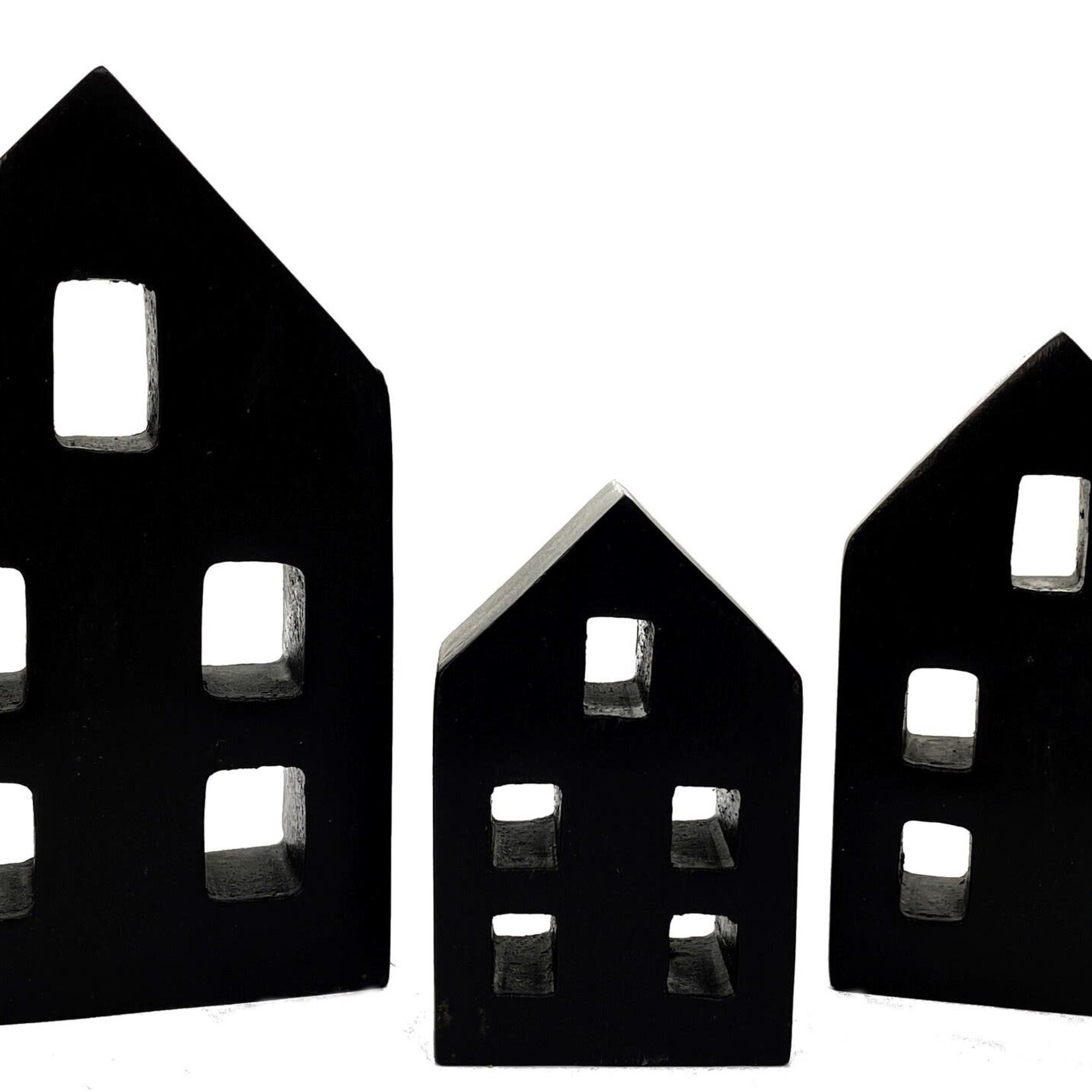 Ornament, House Black Mango Wood Sm