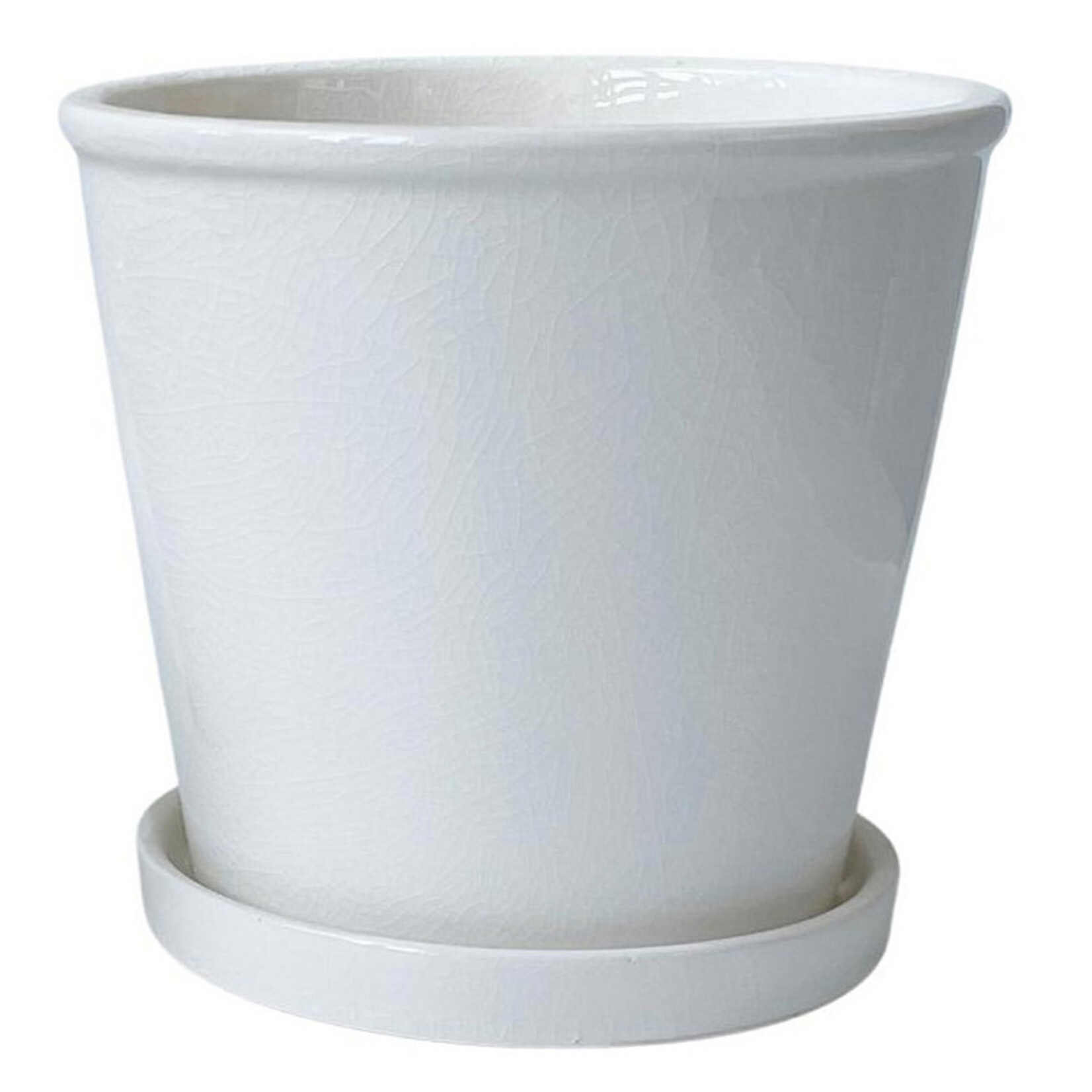 Pot, White Taper w/ Saucer 3.5 in