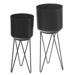 Planter, Black Metal w/ Tripod Stand