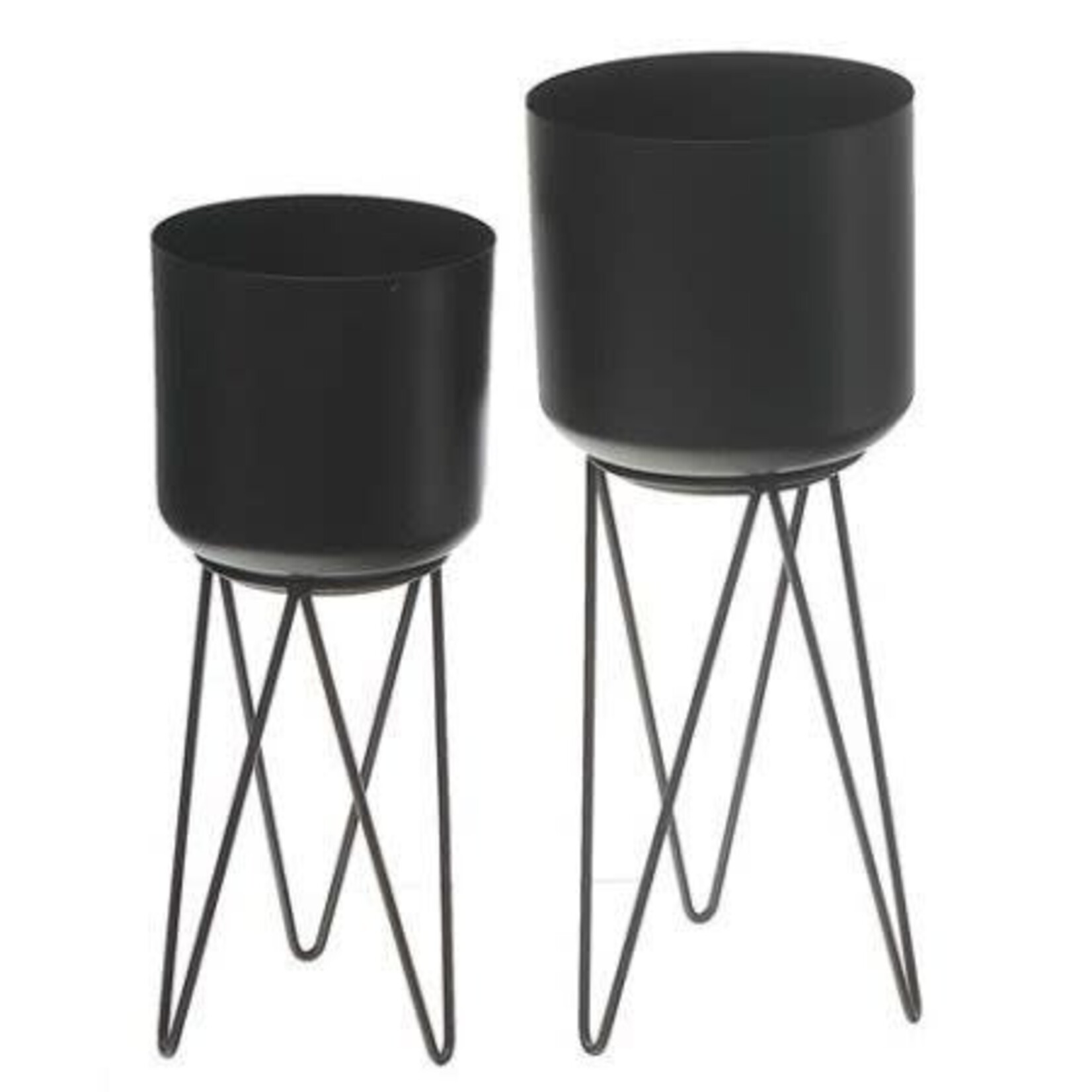 Planter, Black Metal w/ Tripod Stand