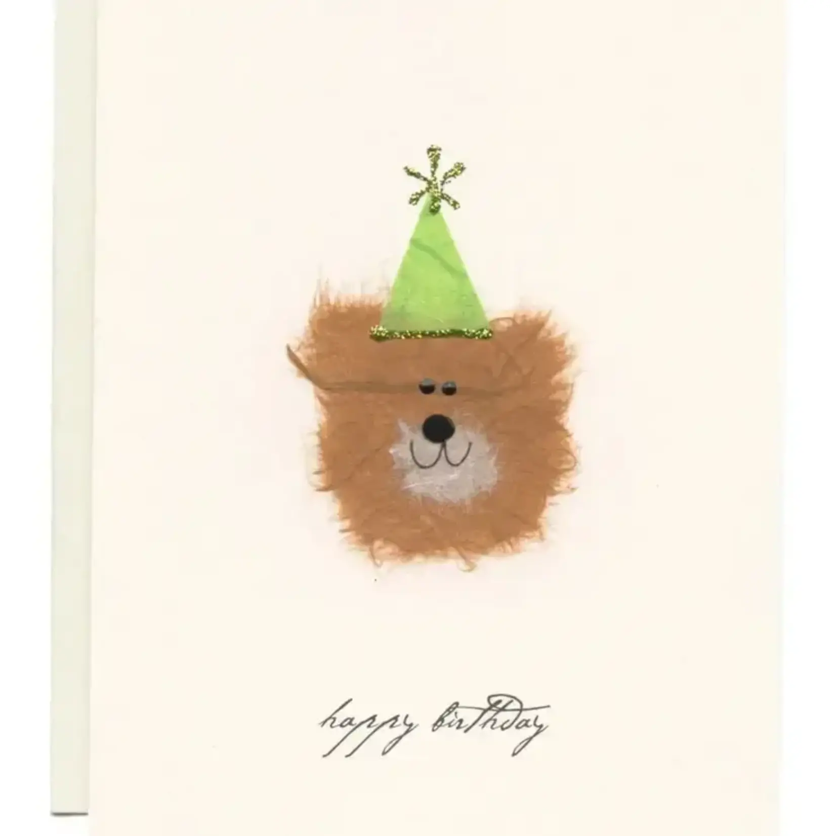 Card, Paper Art Happy Birthday Bear w/ Green Hat