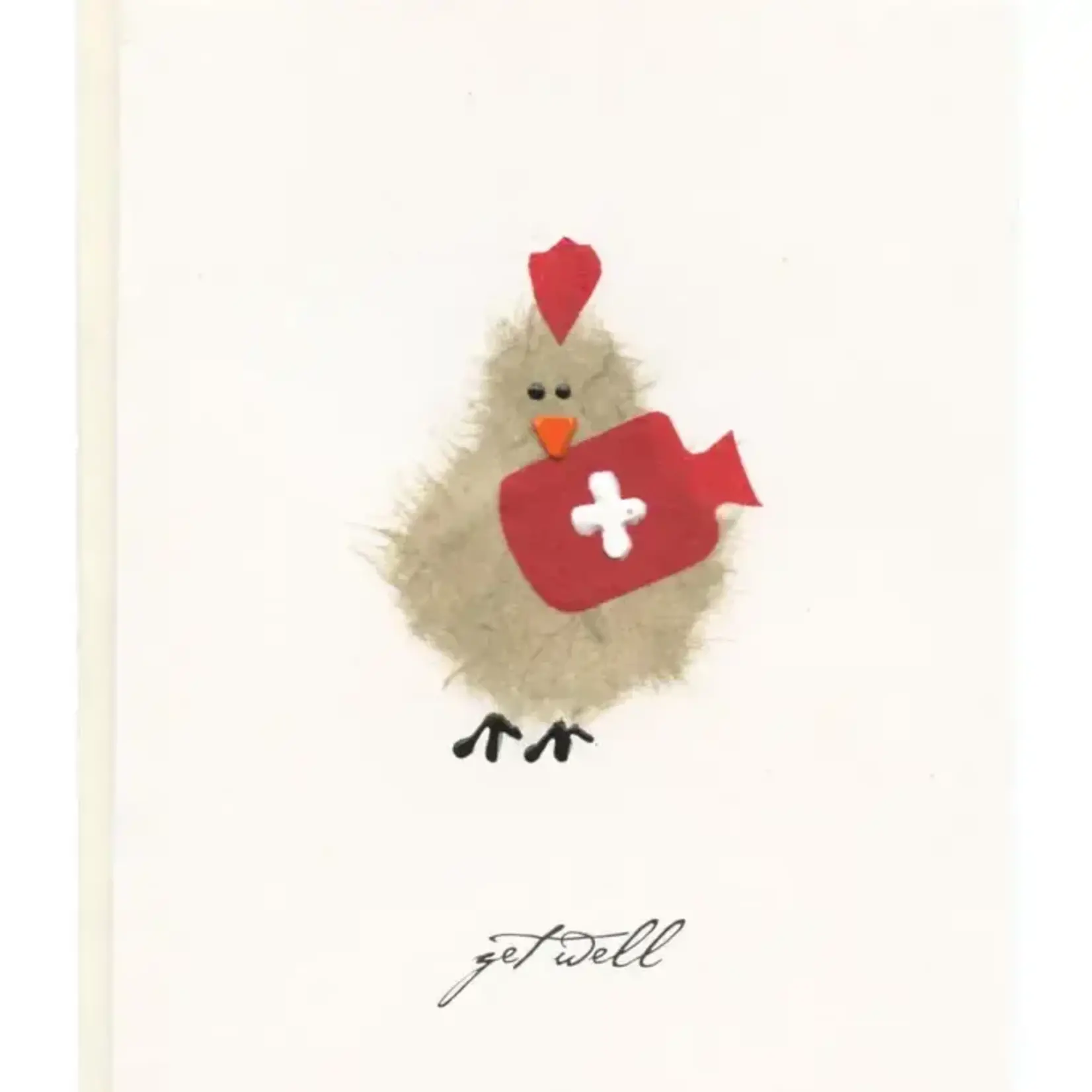 Card, Paper Art Get Well Chicken w/ Water Bottle