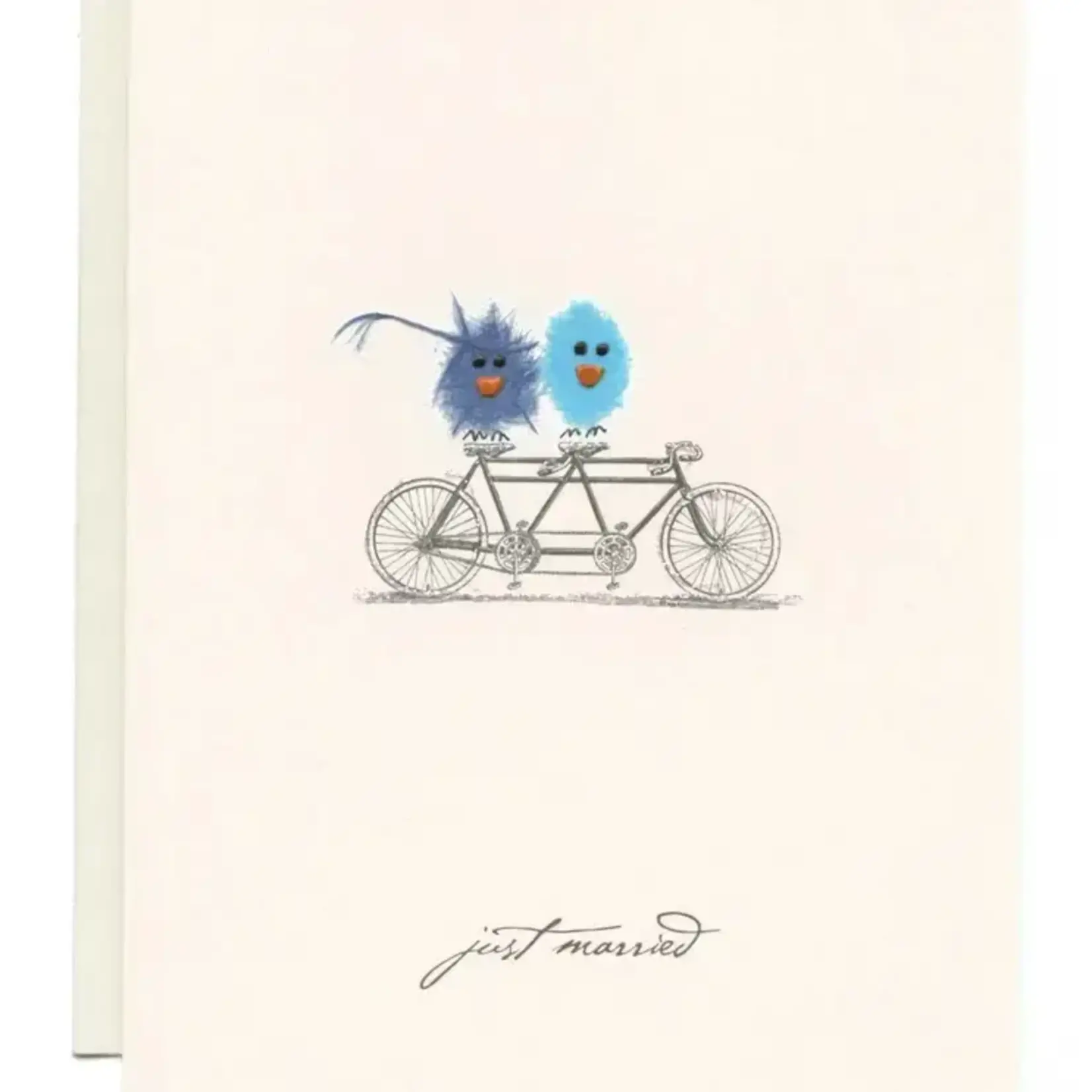 Card, Paper Art Just Married Birds on Bike