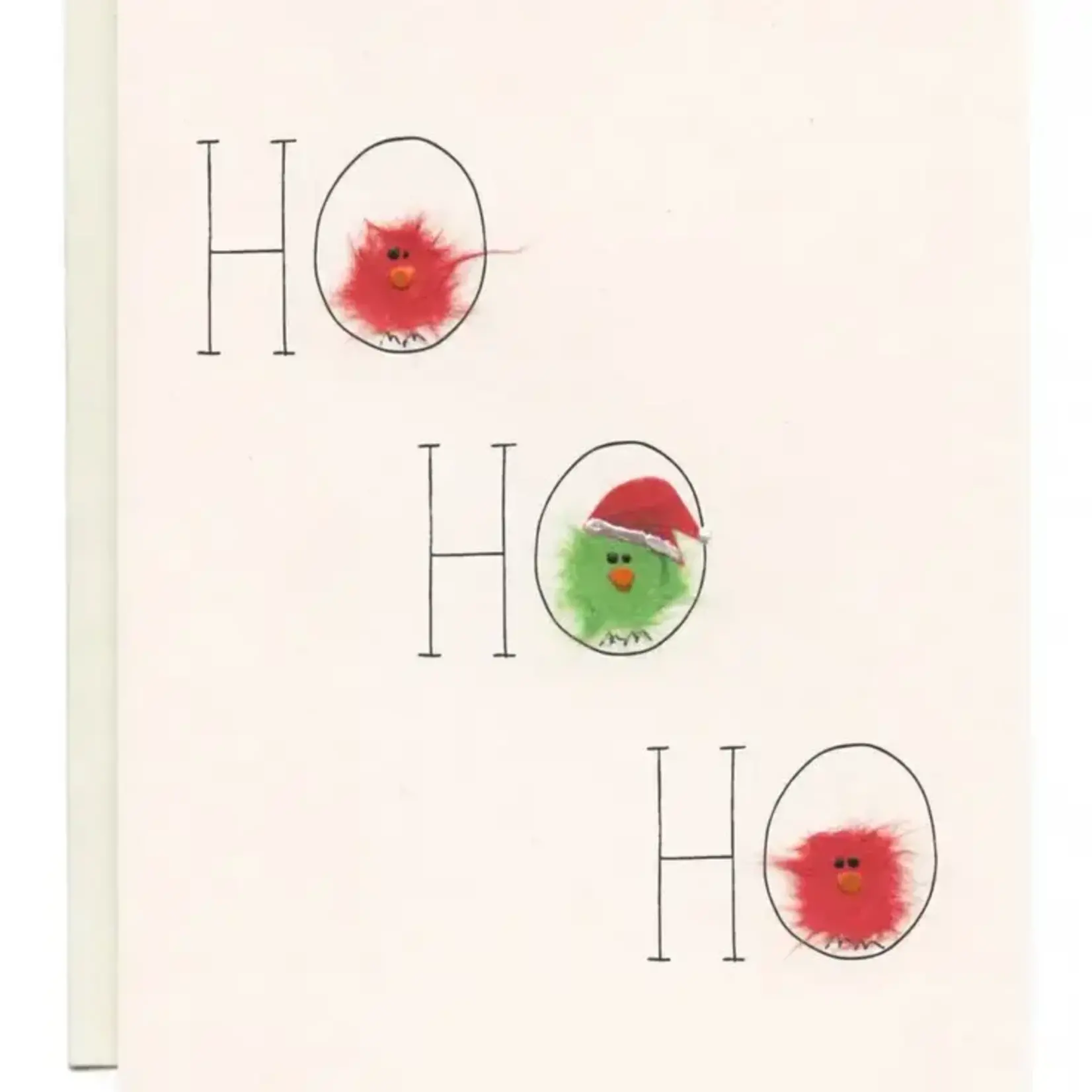 Card, Paper Art Big HO HO HO Three Birds