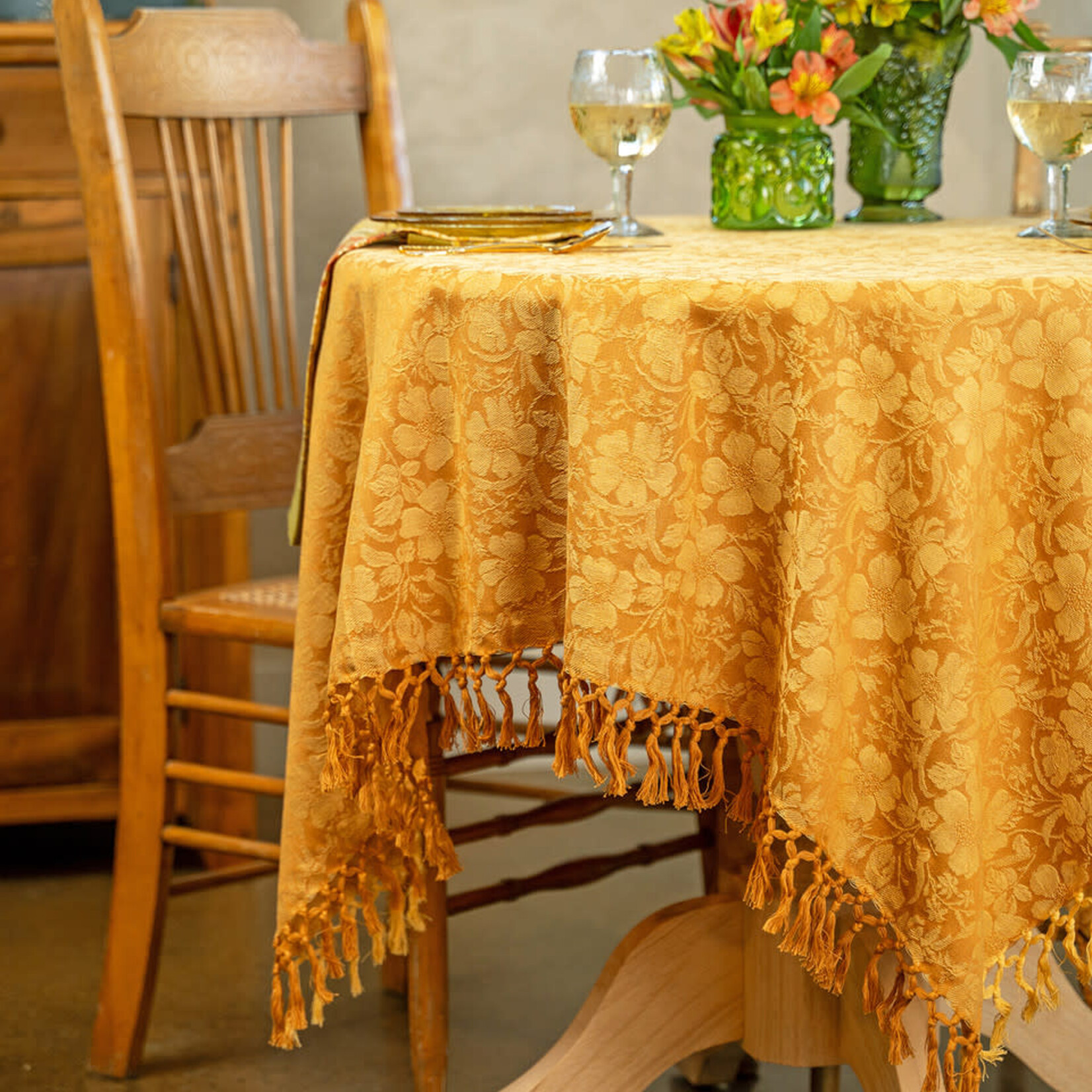 Tablecloth, Peony Jacquard Gold 60x90