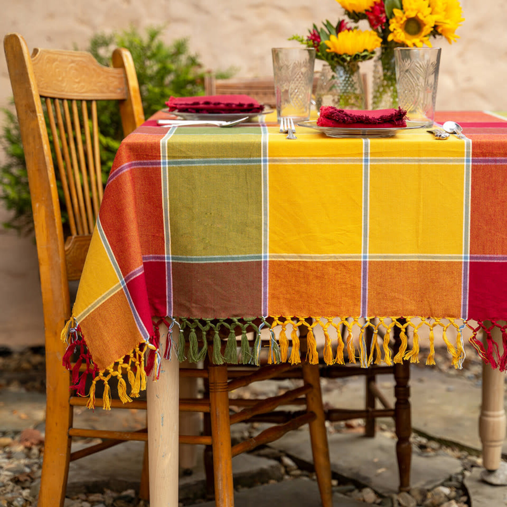 Tablecloth, Colorblock Plaid Multi 54x54