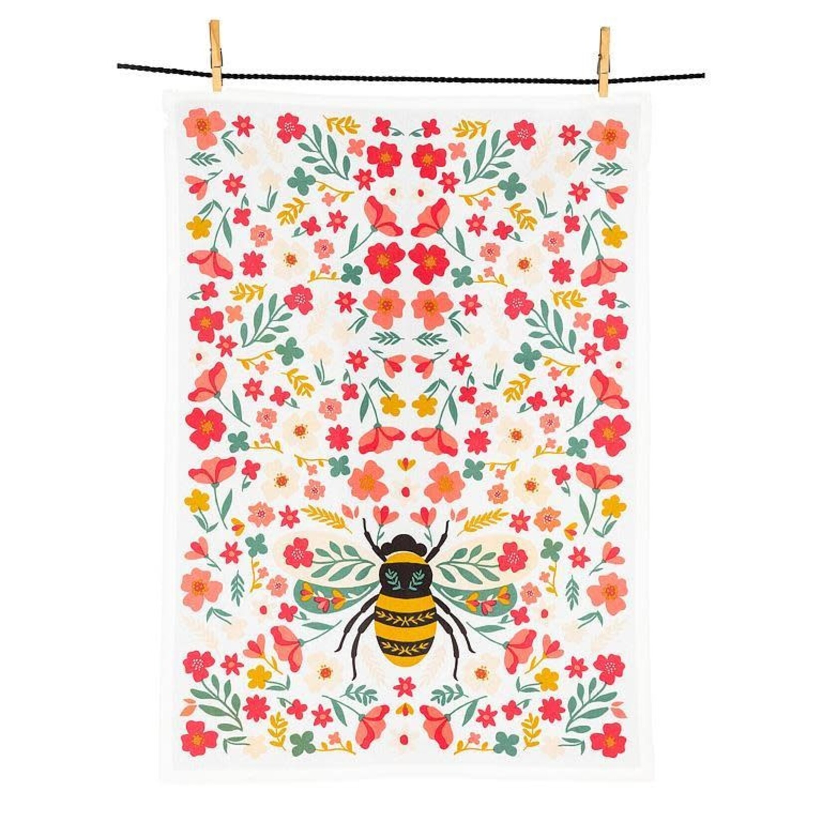 Tea Towel, Colourful Floral Bee 20x28 in