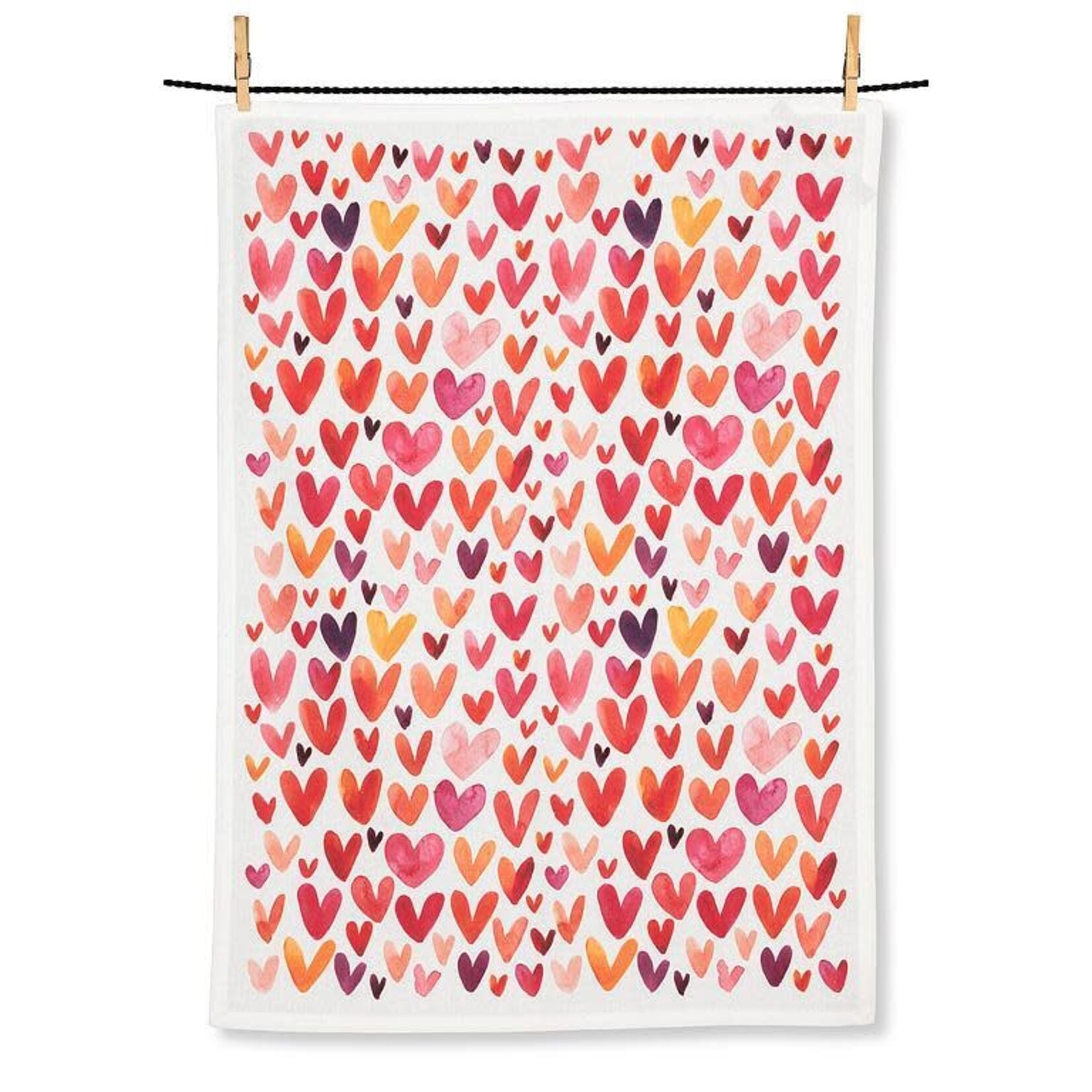 Tea Towel, Colourful Hearts 20x28 in