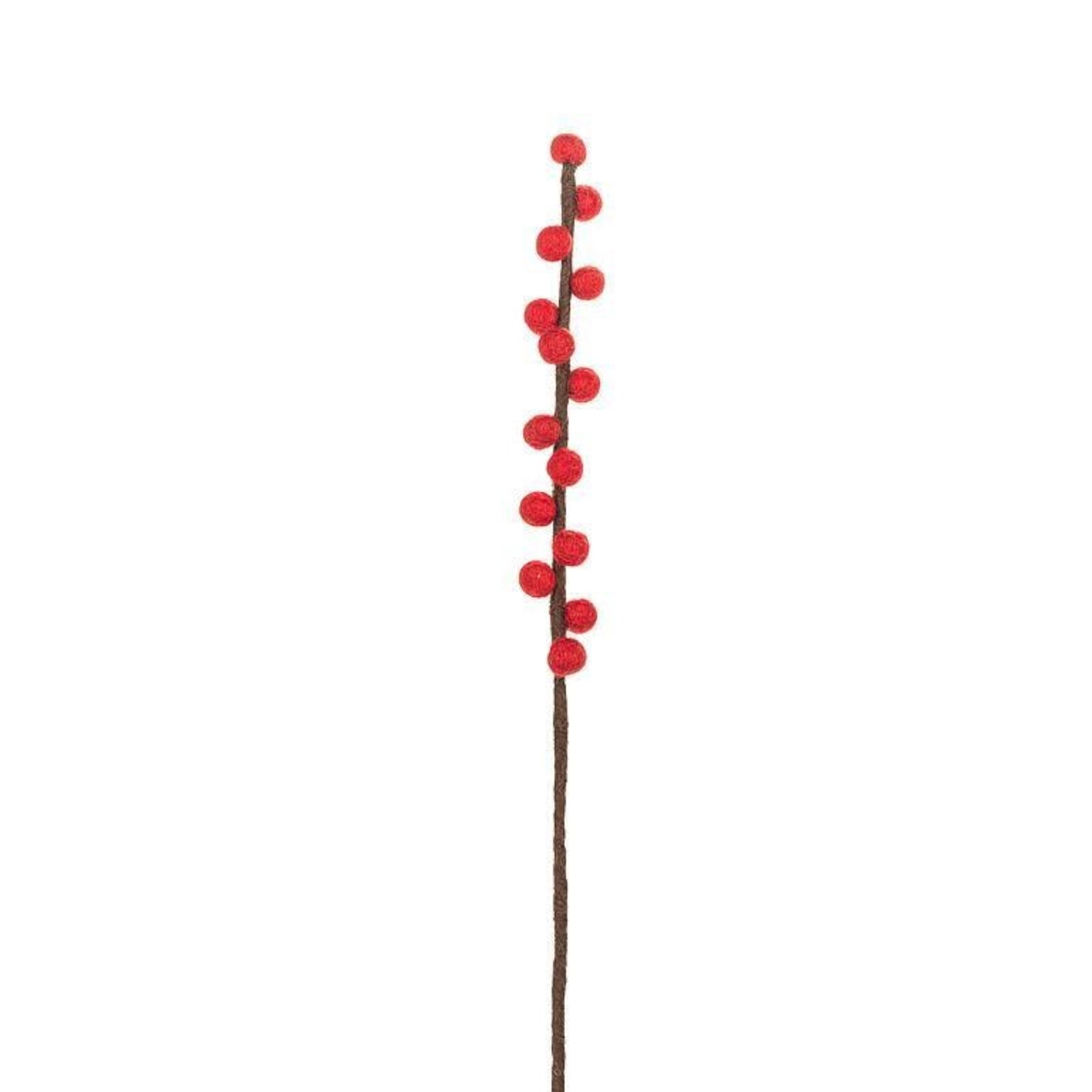 Decorative Stem, Pompom Bud Red 12 in