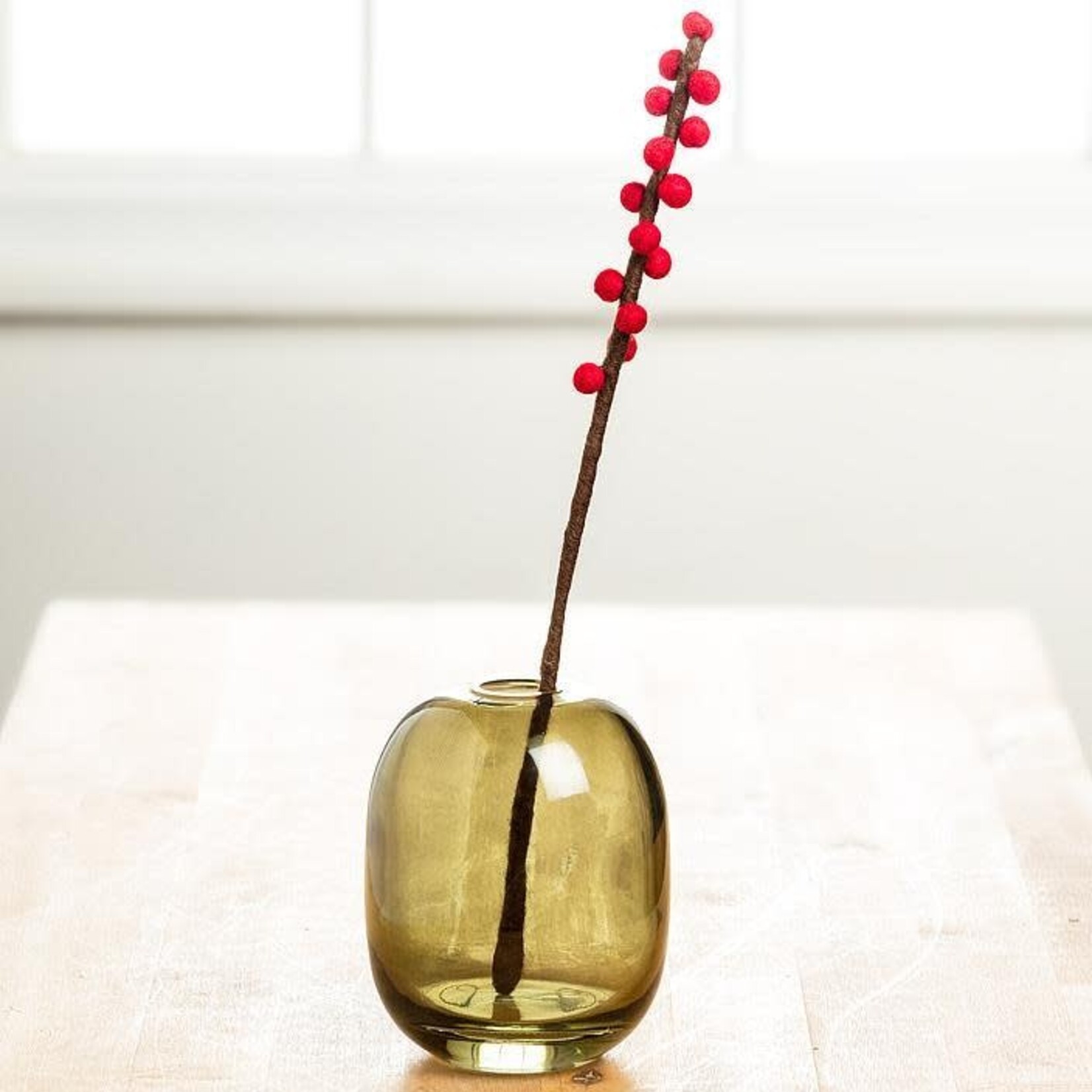 Decorative Stem, Pompom Bud Red 12 in