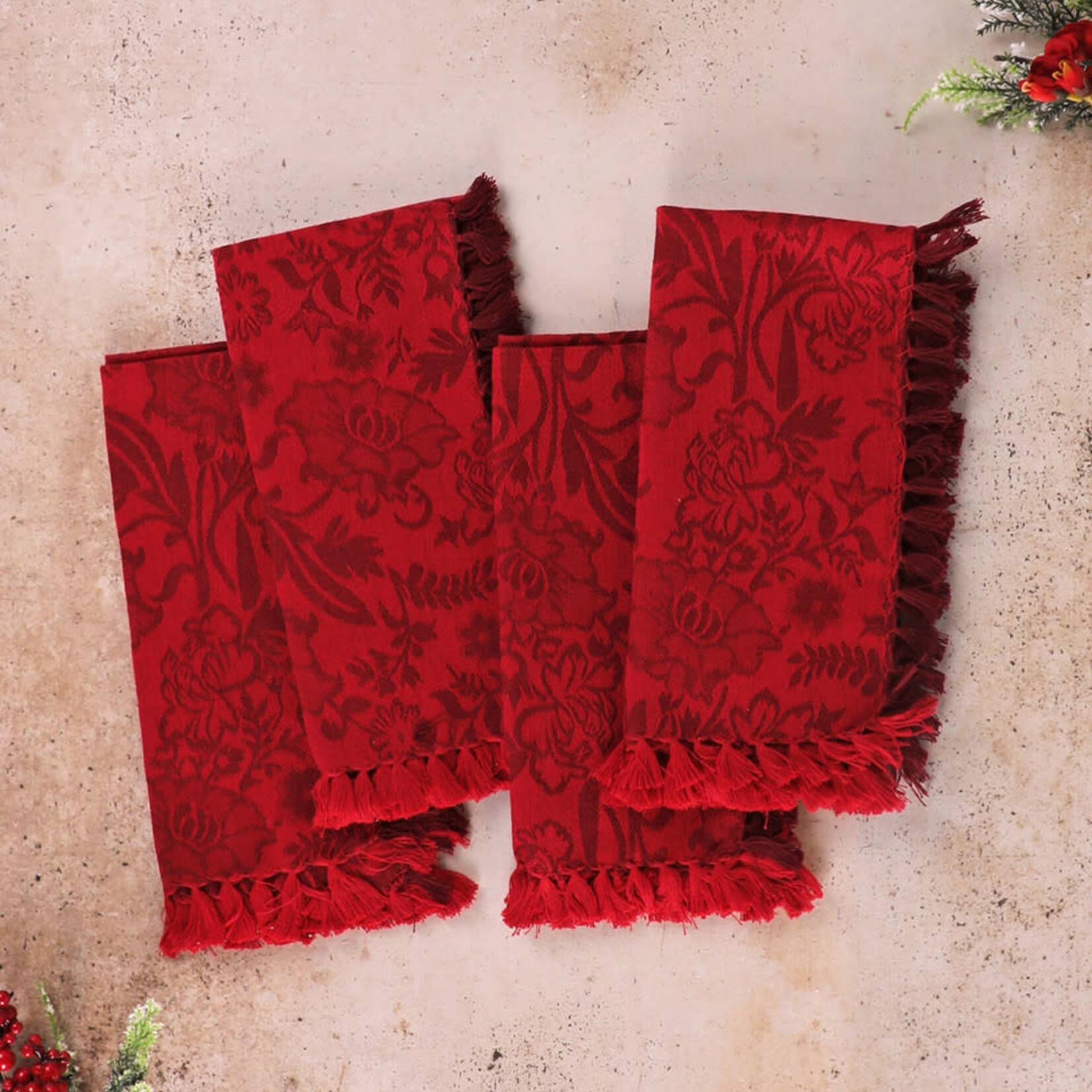 Napkin, Garden Jacquard Red 18 in