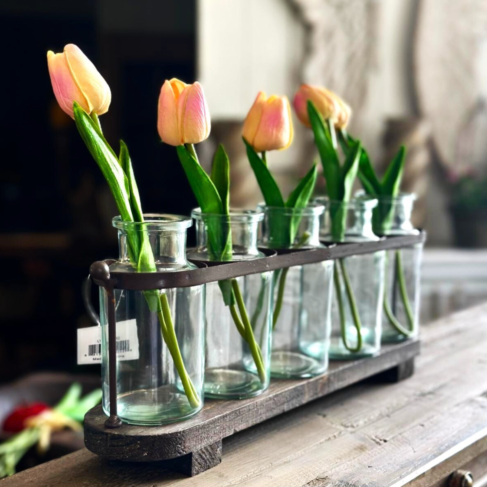 Vase, w/ Metal Base Holder 5 pc