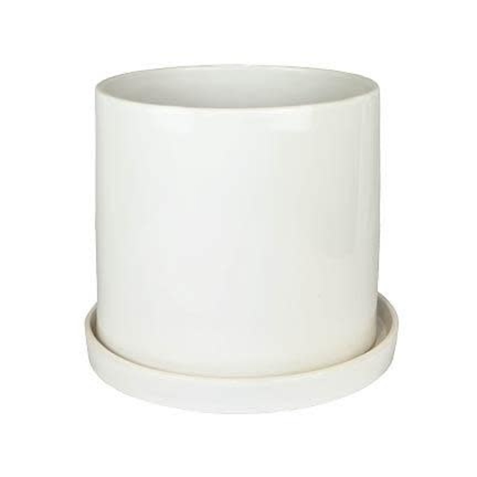 Pot, Capri White w/ Saucer 11 in