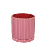 Pot, Caris Pink/Red Round w/ Saucer 9 in