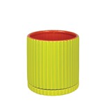 Pot, Caris Green/Orange Round w/ Saucer 9 in
