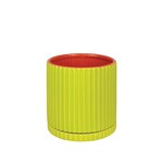 Pot, Caris Green/Orange Round w/ Saucer 7.5 in