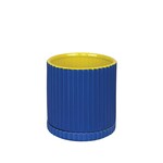Pot, Caris Blue/Yellow Round w/ Saucer 7.5 in
