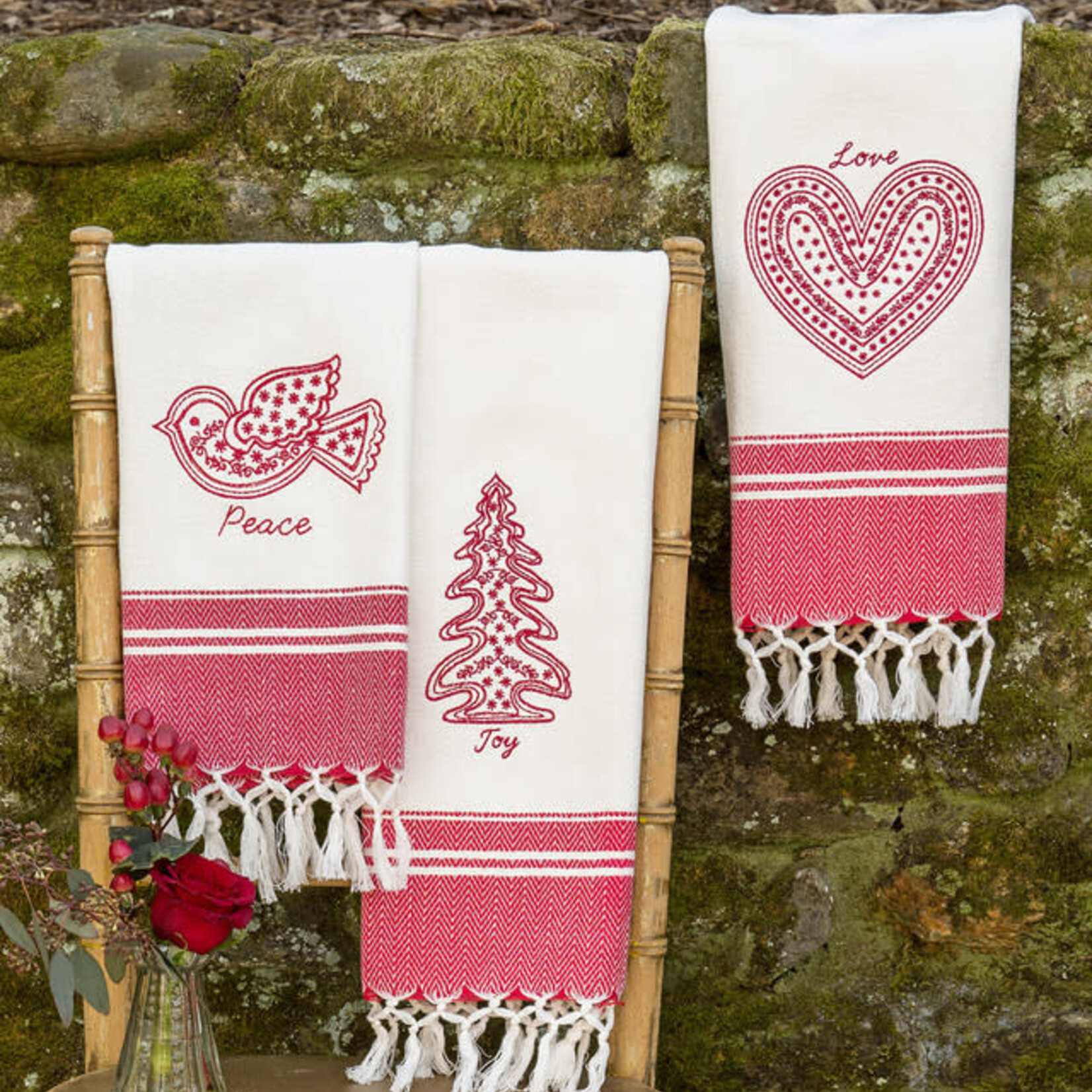 Tea Towel, Love/Peace/Joy Asst.