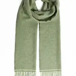 Scarf, Lambswool Green Herringbone