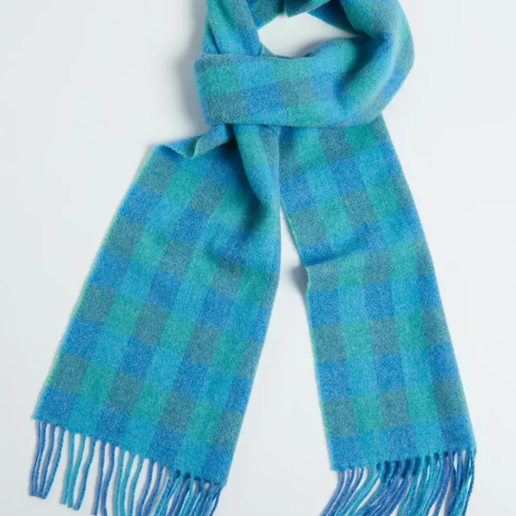 Scarf, Lambswool Blue & Green Check
