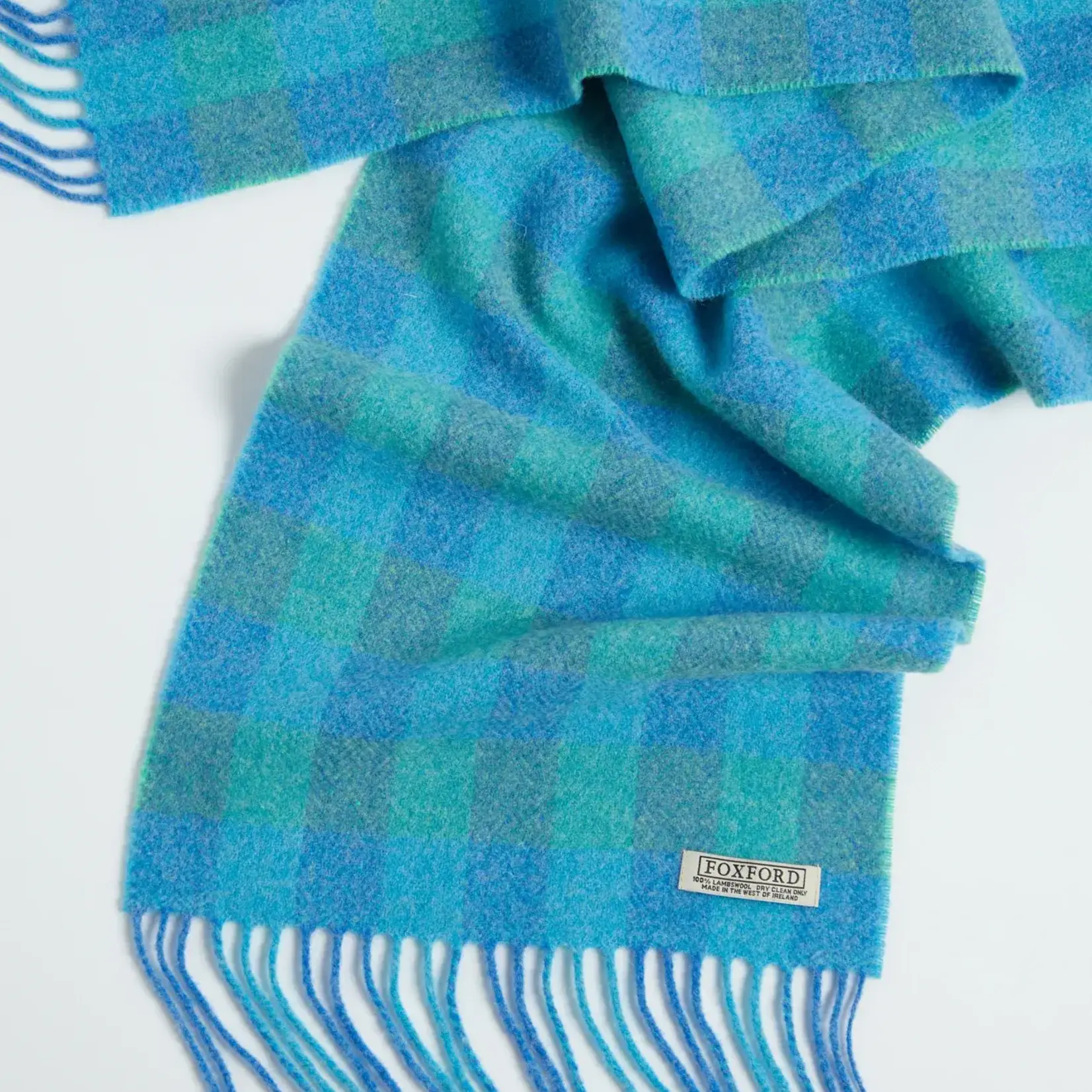 Scarf, Lambswool Blue & Green Check