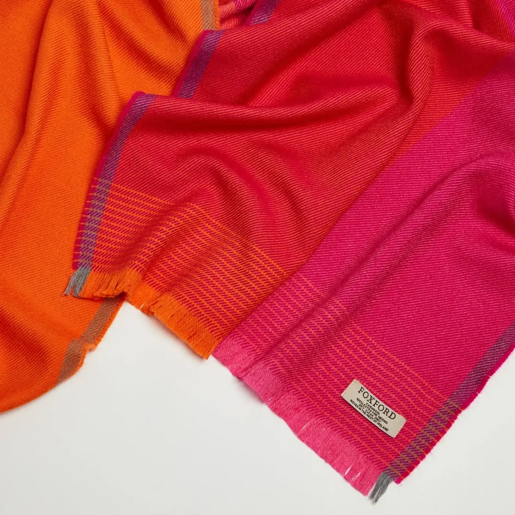 Scarf, Merino Wool Orange/Pink