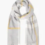 Scarf, Merino Wool Grey/White/Gold Stripe