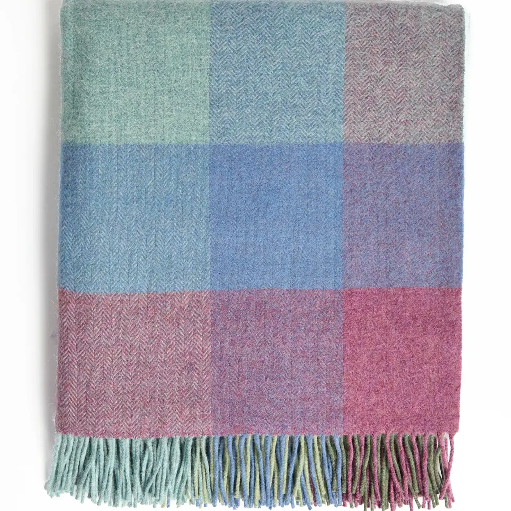Blanket, Lambswool Kilmeaden Block Check 55x70 in