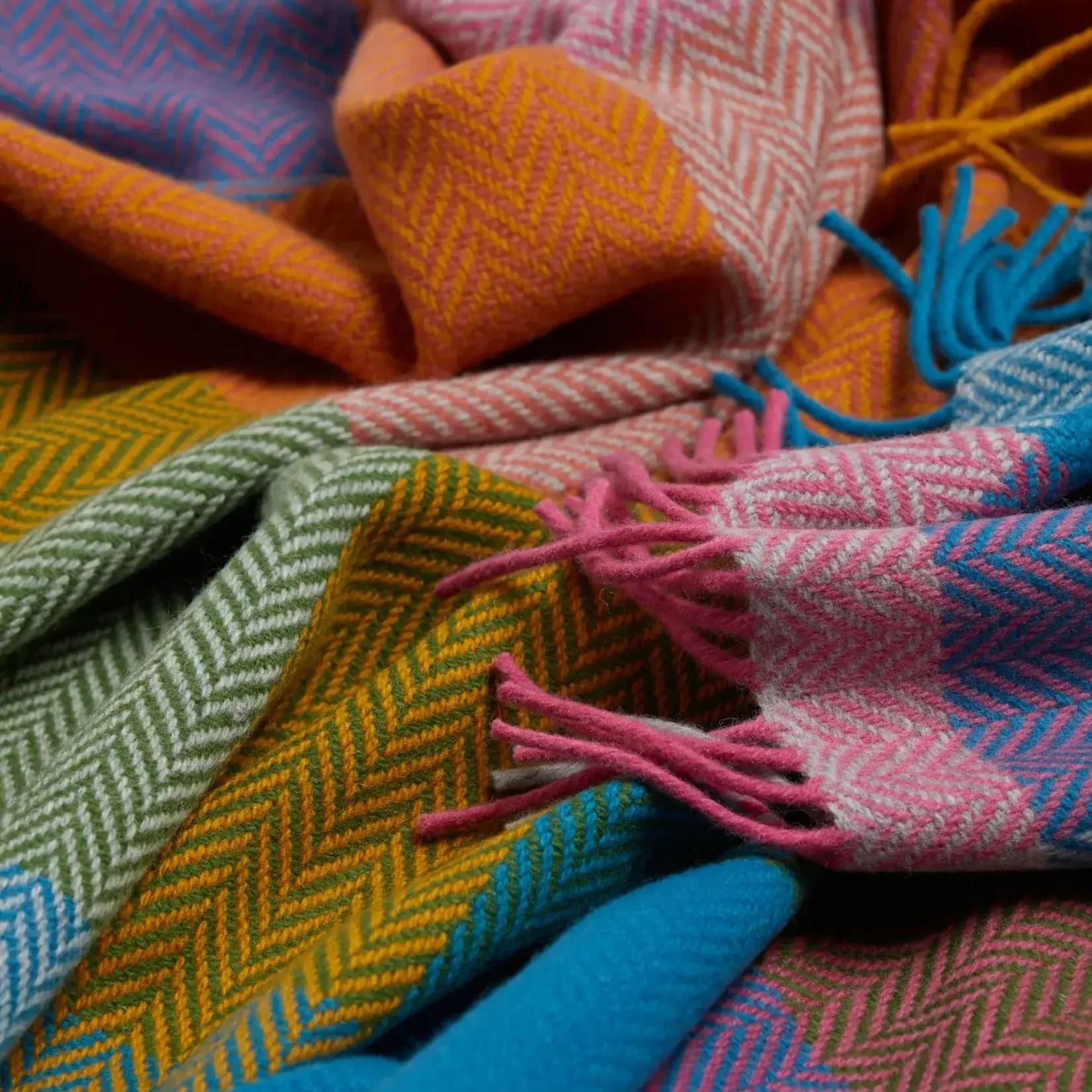 Blanket, Cashmere/Lambswool Deel Check 55x70 in