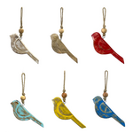 Ornament, Bird Mango Wood Asst. 6 in