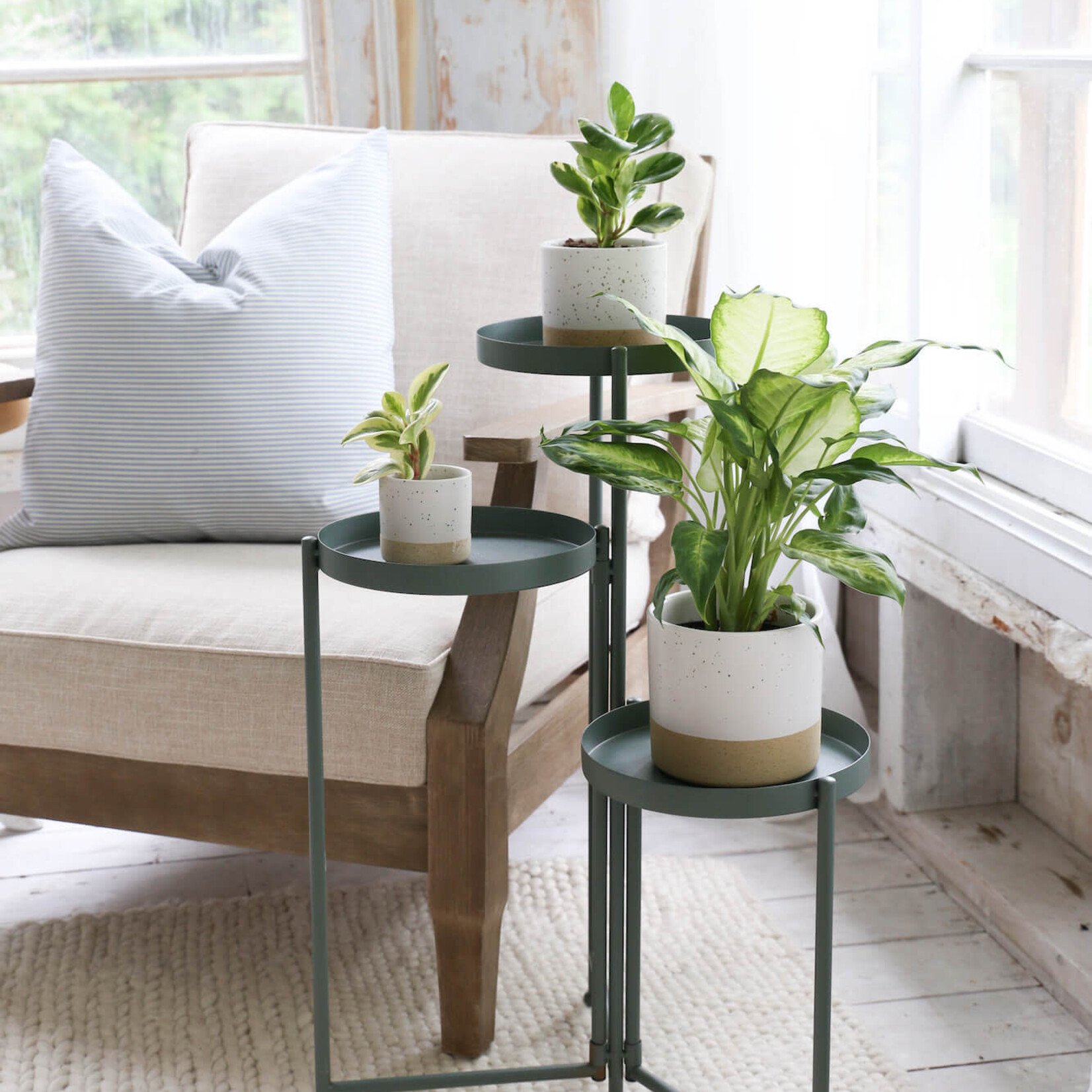 Plant Stand, 3 Tier Green 28 in h