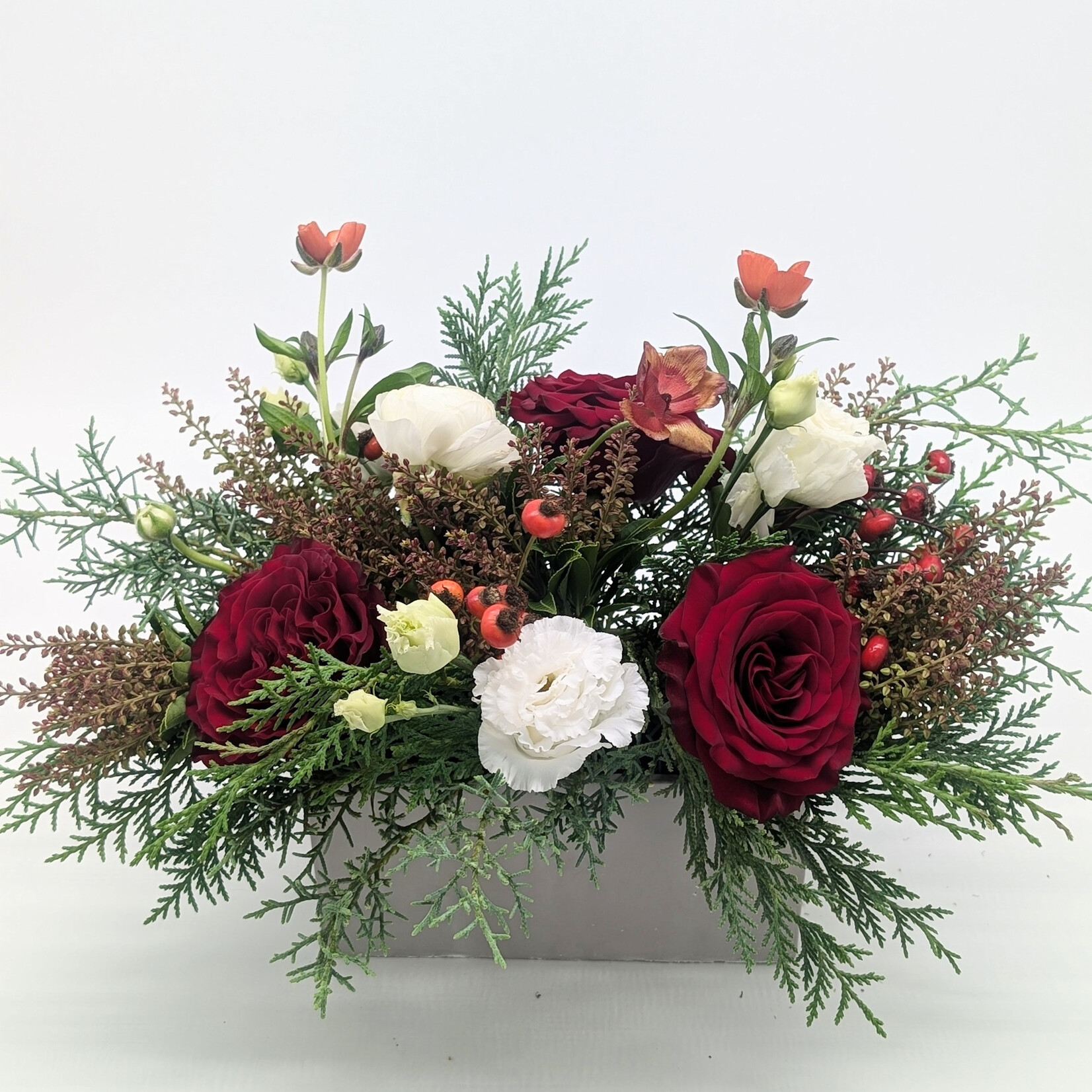 Holiday Arrangement, Long Red & White Centerpiece