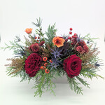 Holiday Arrangement, Long Red & Blue Centerpiece