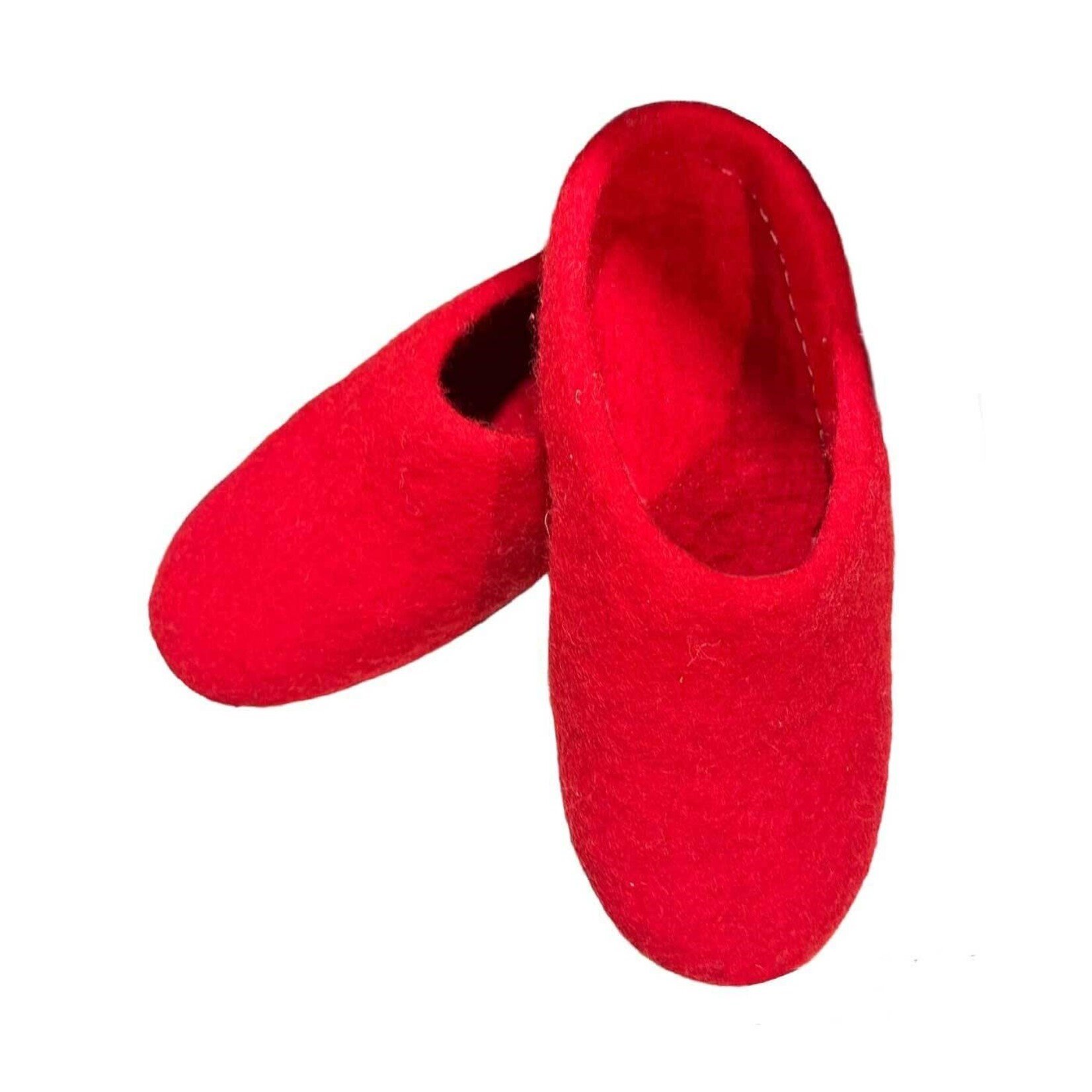 Slippers, Wool Slip-On Red