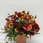 Seasonal Arrangement in a Terracotta Cube