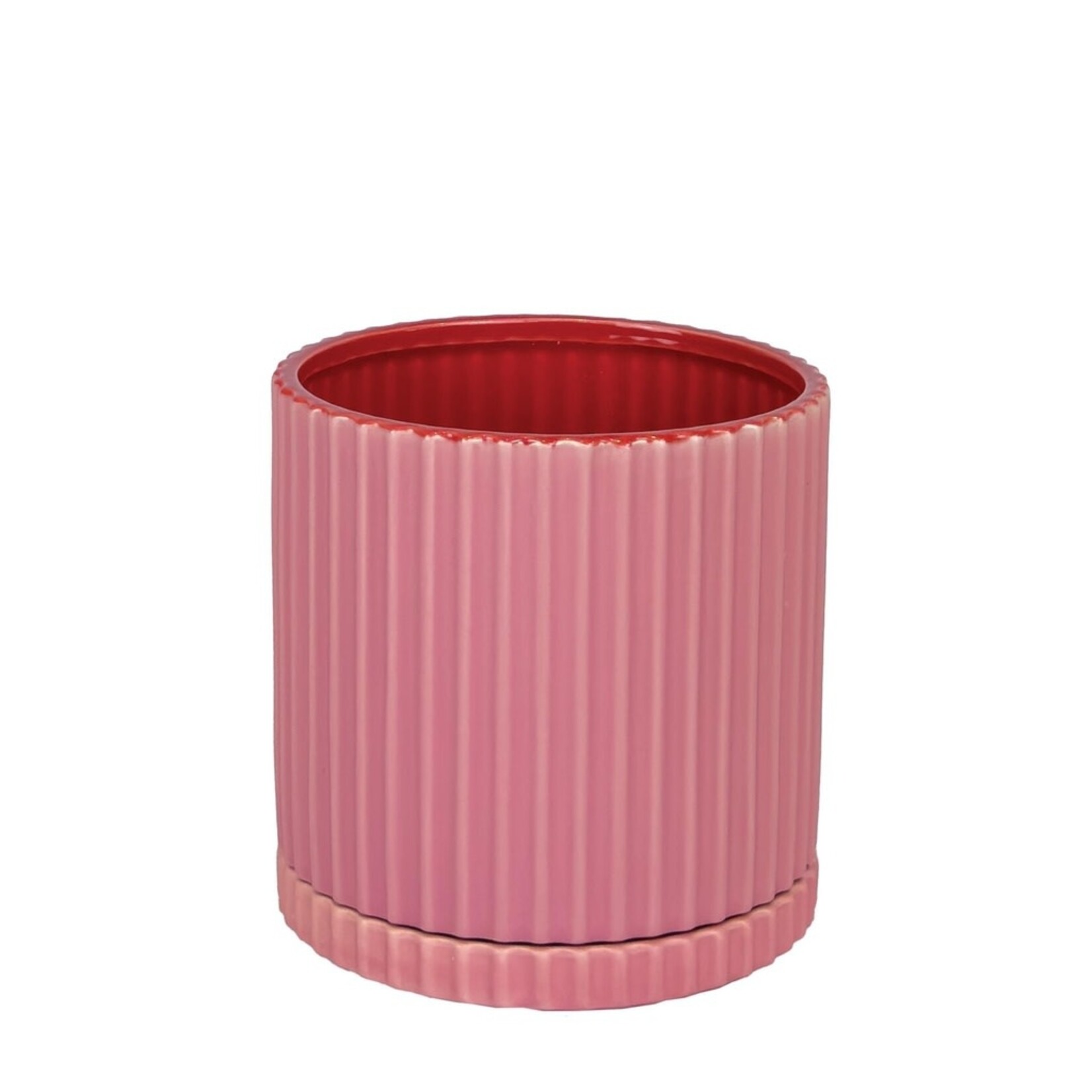 Pot, Caris Pink/Red Round w/ Saucer