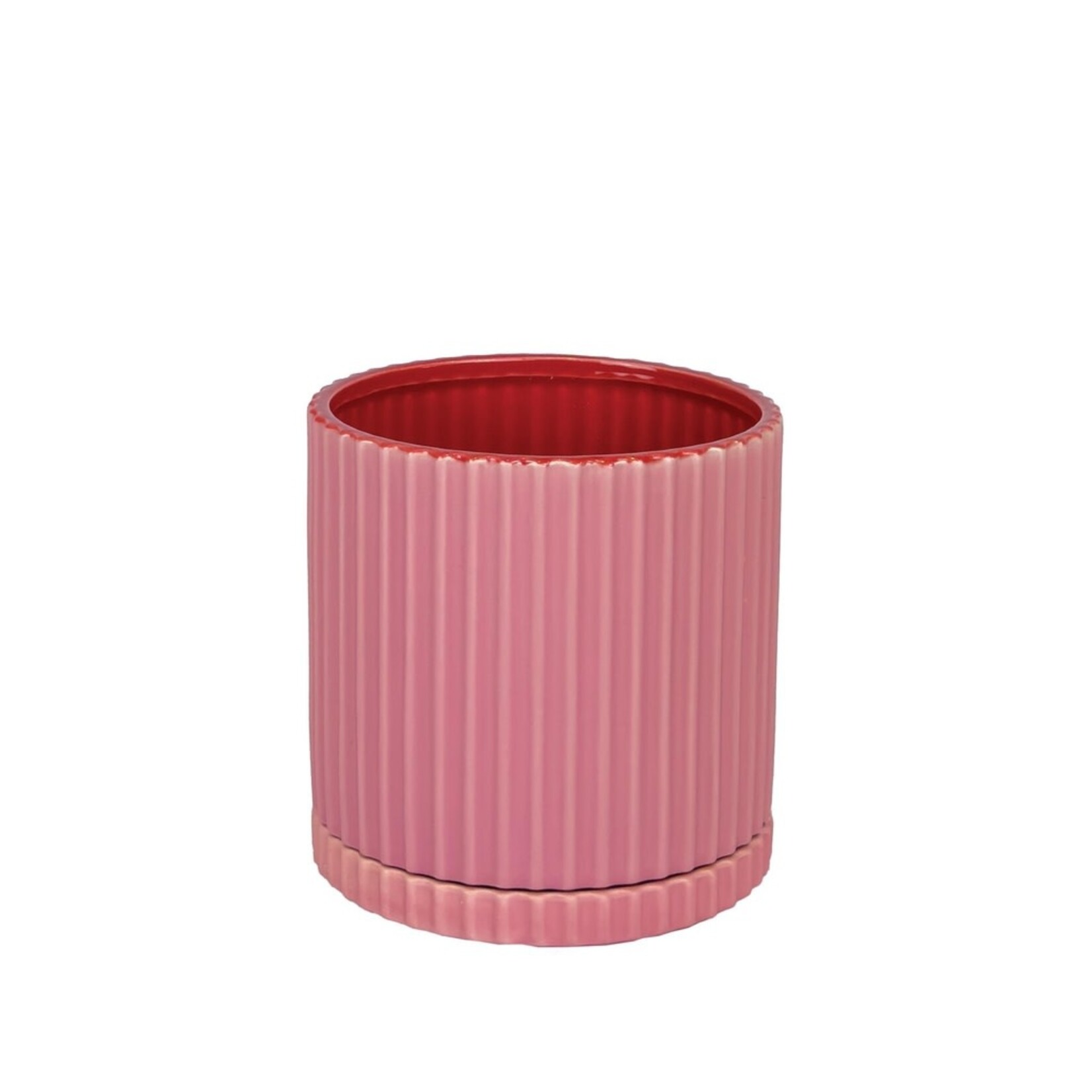 Pot, Caris Pink/Red Round w/ Saucer